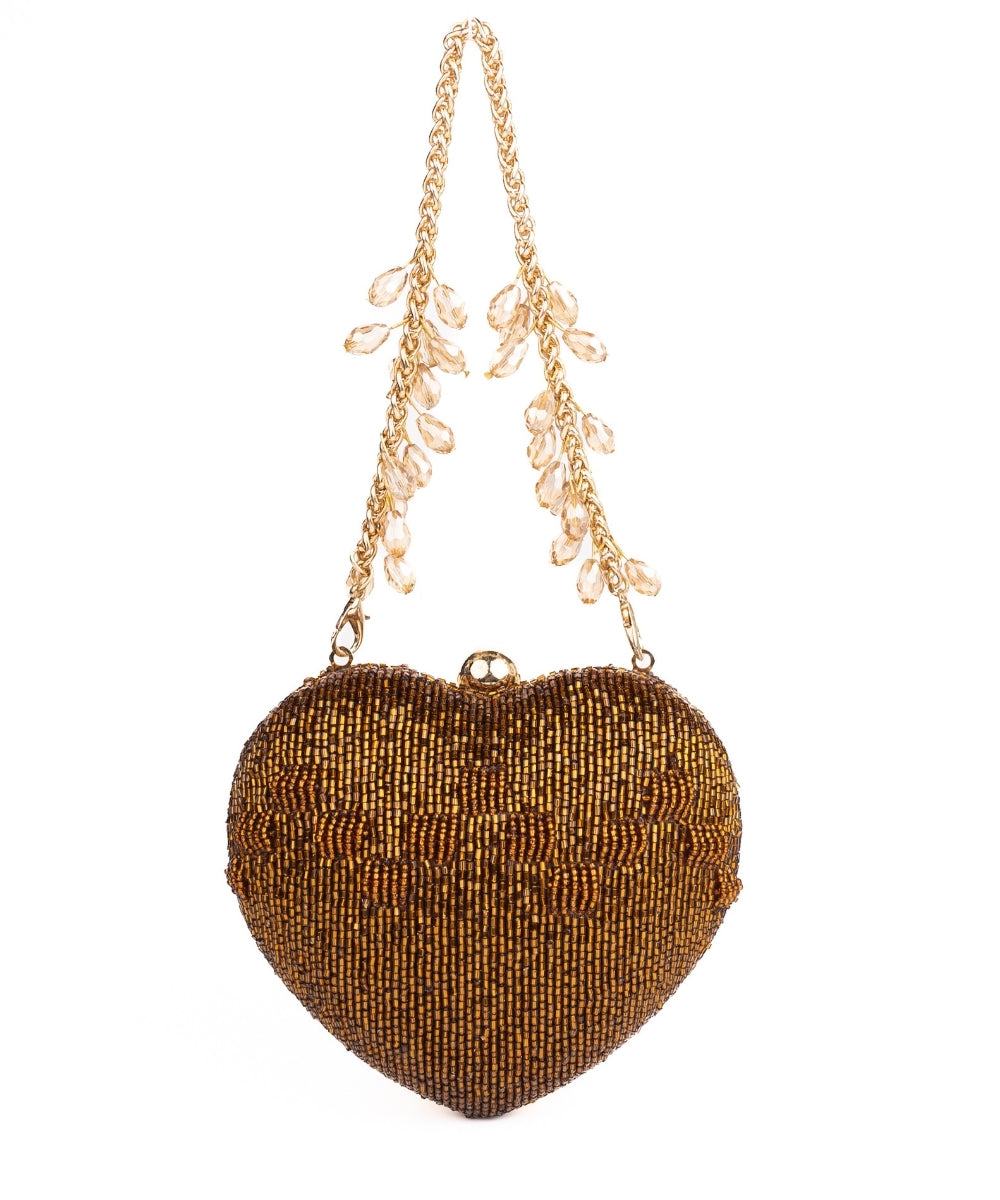 Cora Copper Suede Embellished Heart Bag