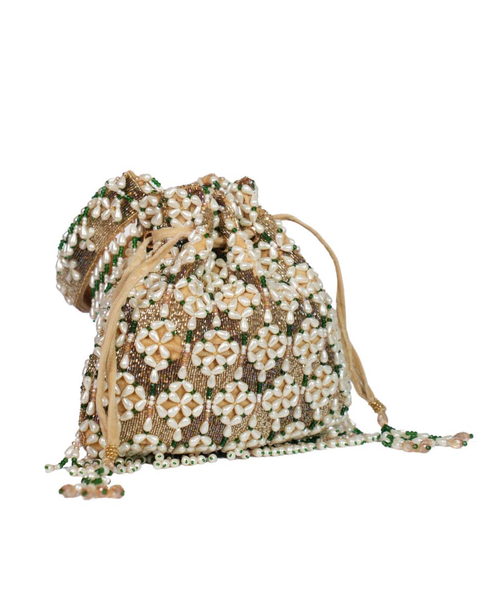 Falak Gold Suede Embellished Potli