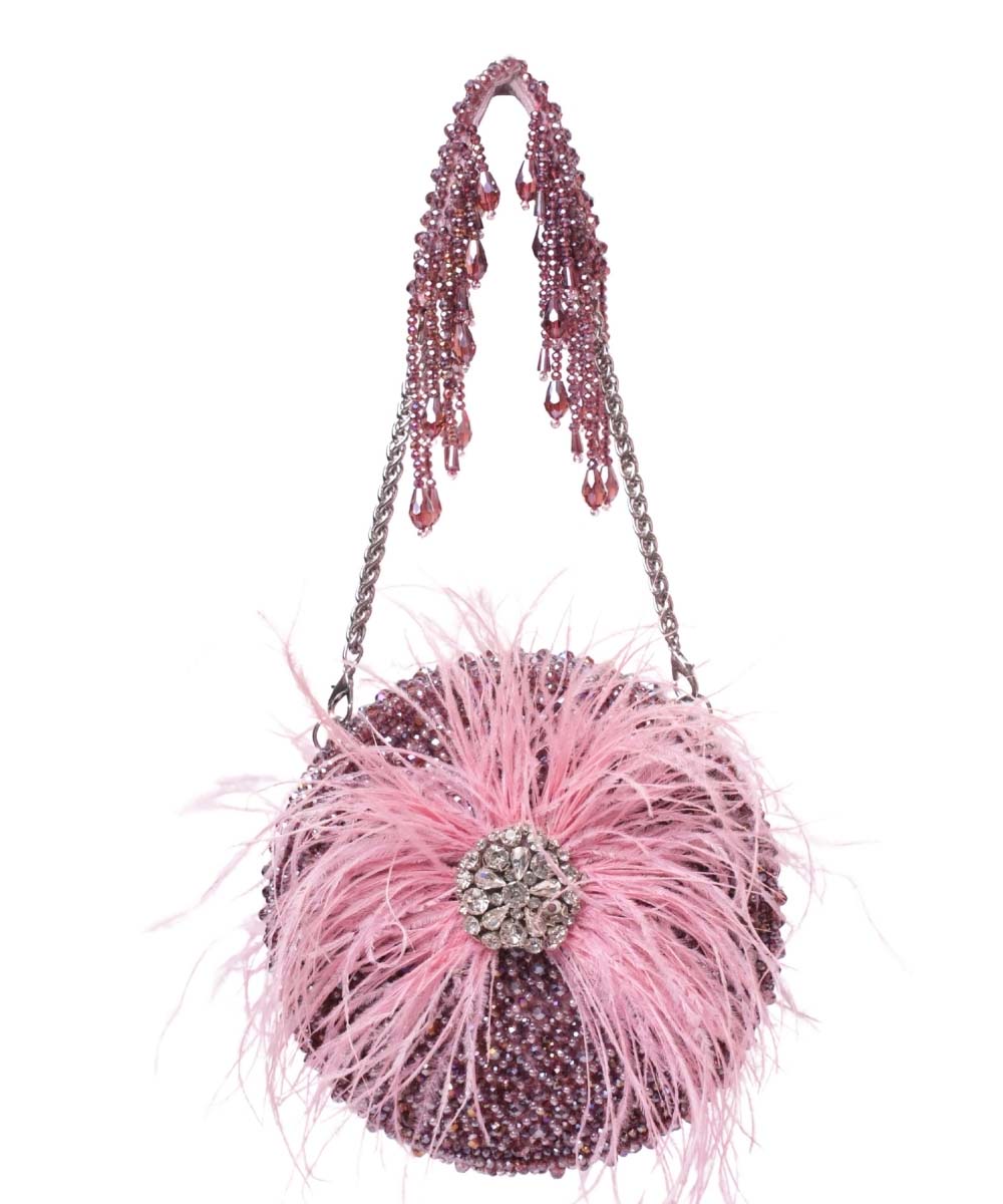 Kiraz Lilac Suede Embellished Clutch