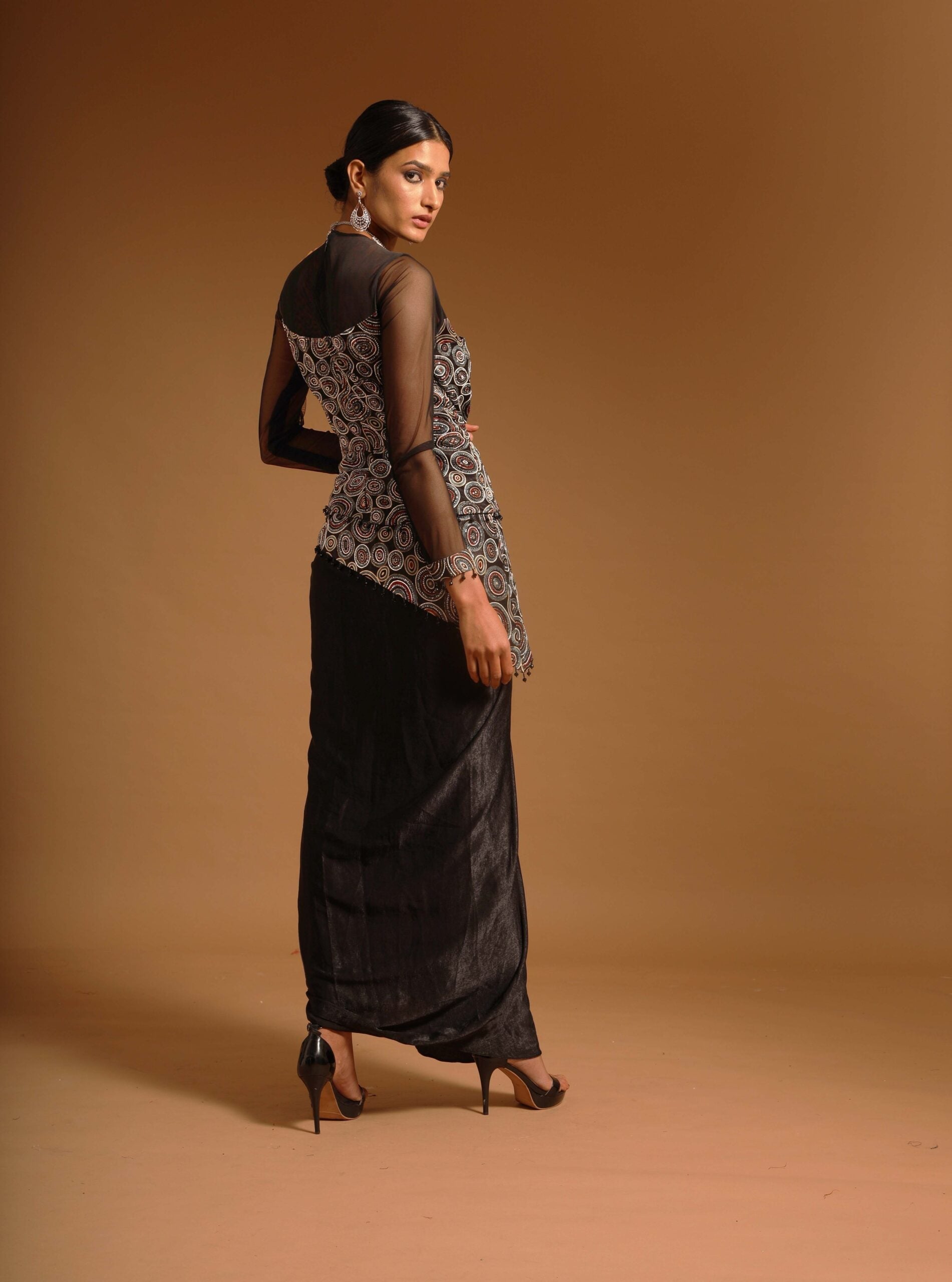 Black ajrakh embroidered dress