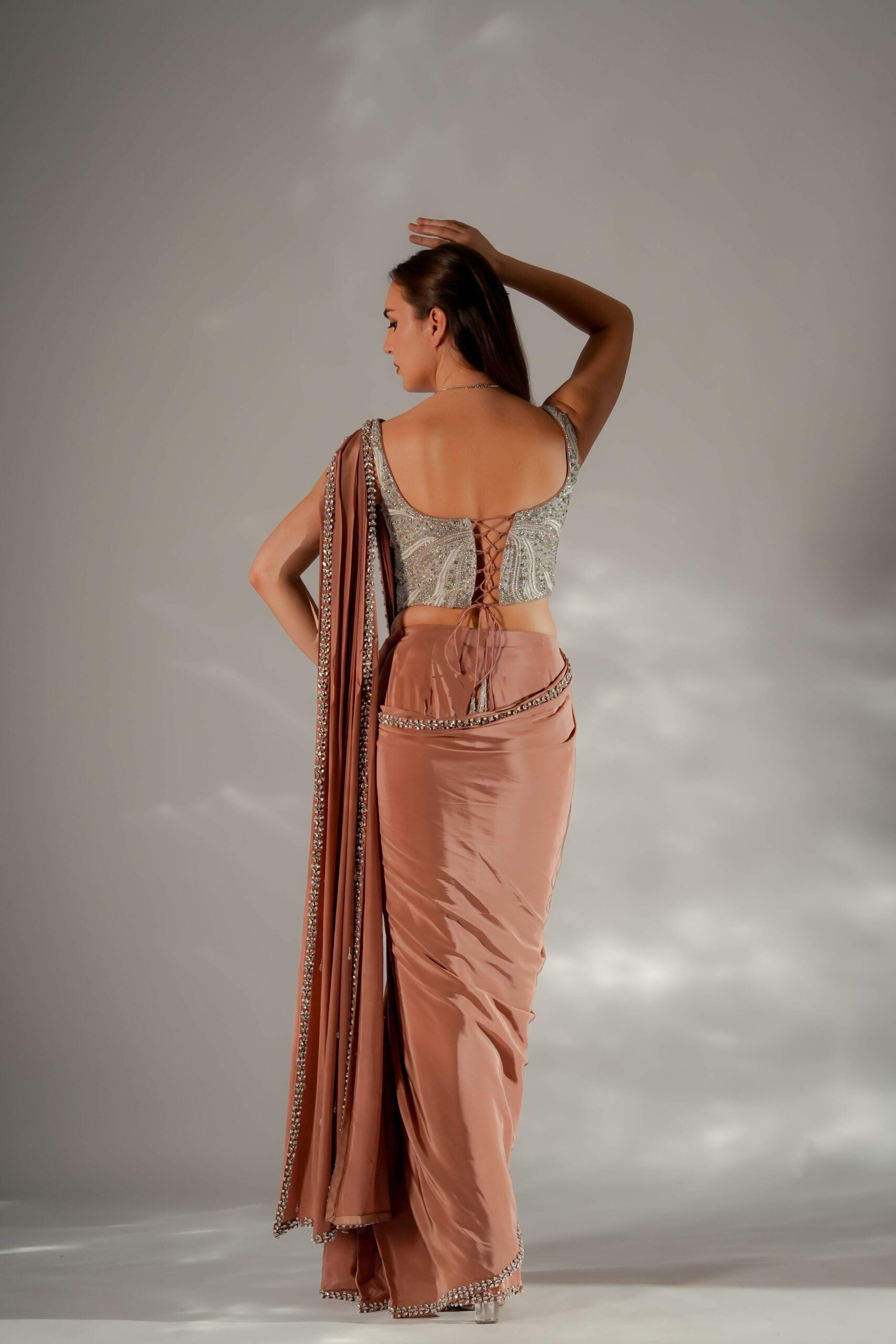 Zarina pearl drape saree