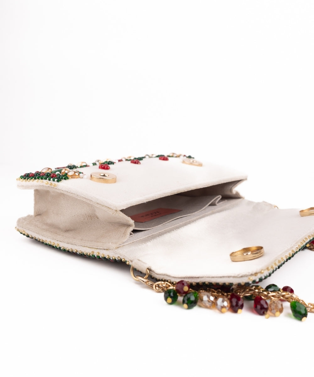 Noori Multicolor Suede Embellished Clutch
