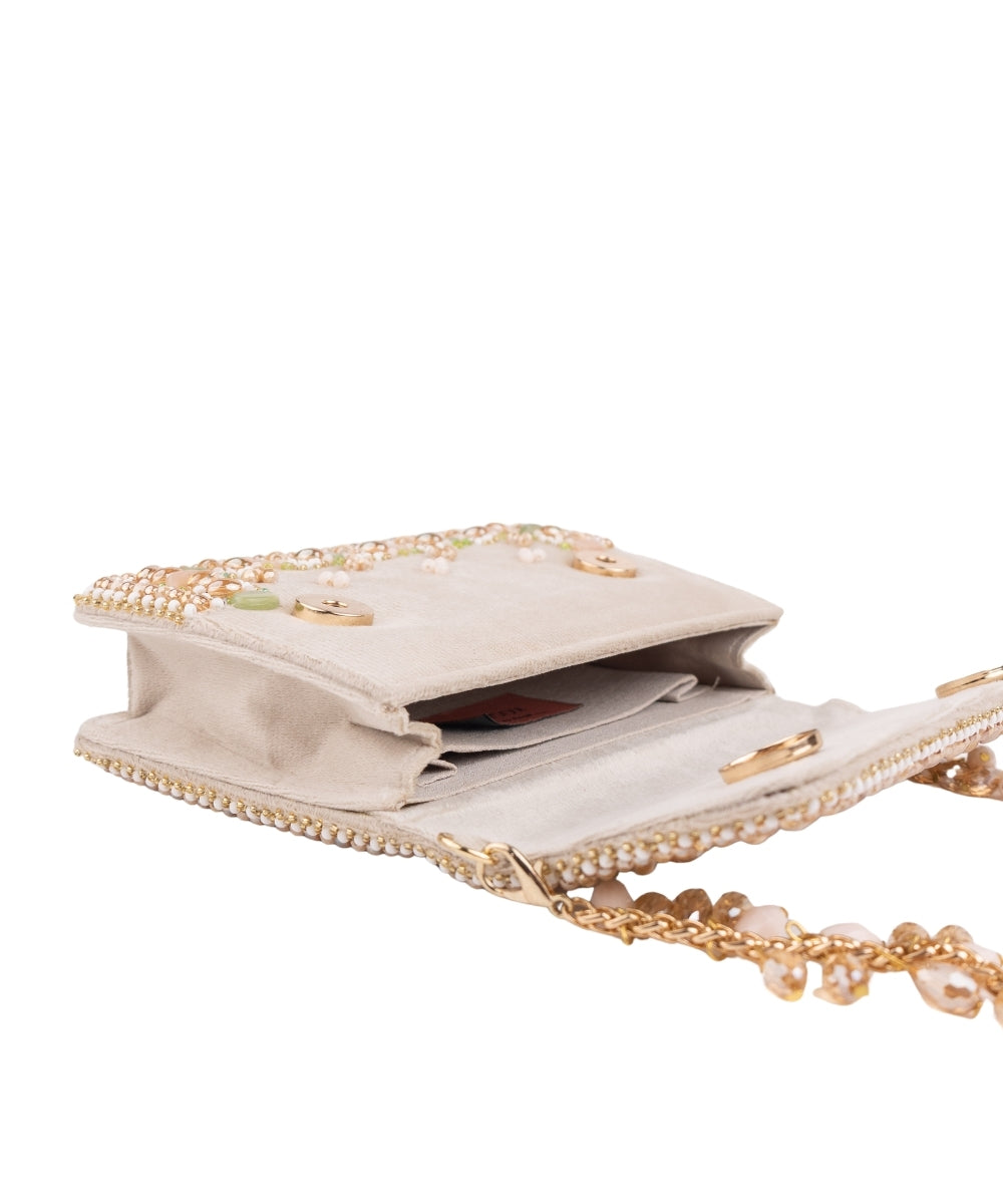 Noori Pastel Suede Embellished Clutch