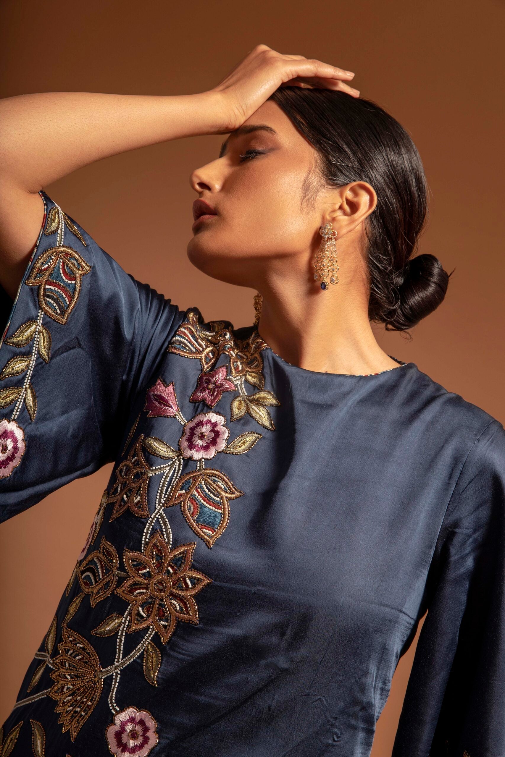 Blue ajrakh patchwork jumpsuit