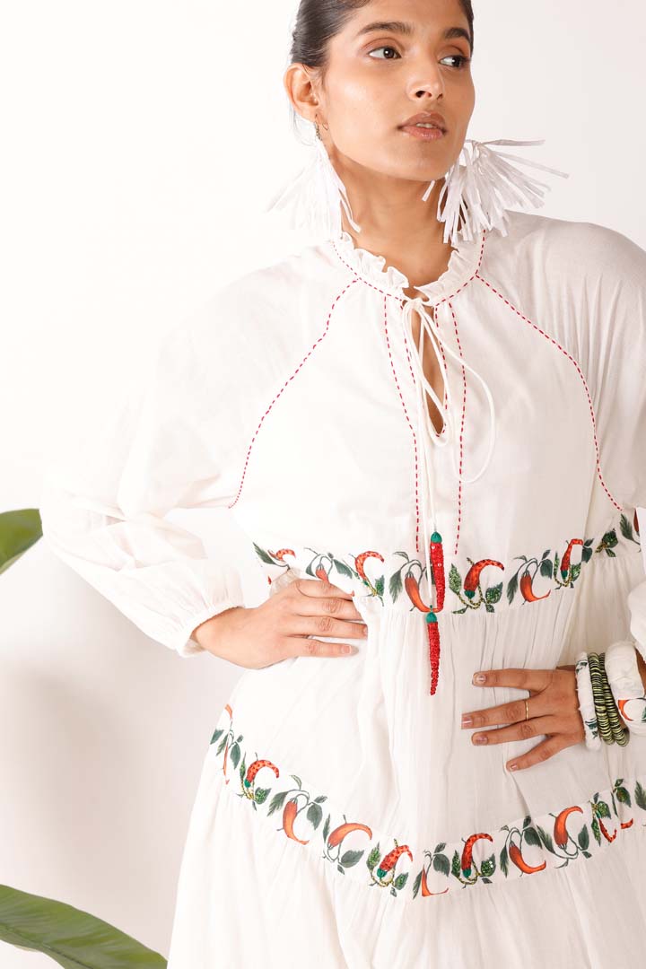 OFF WHITE CHILLY MAXI DRESSNK-DRS-03-RS-S-25