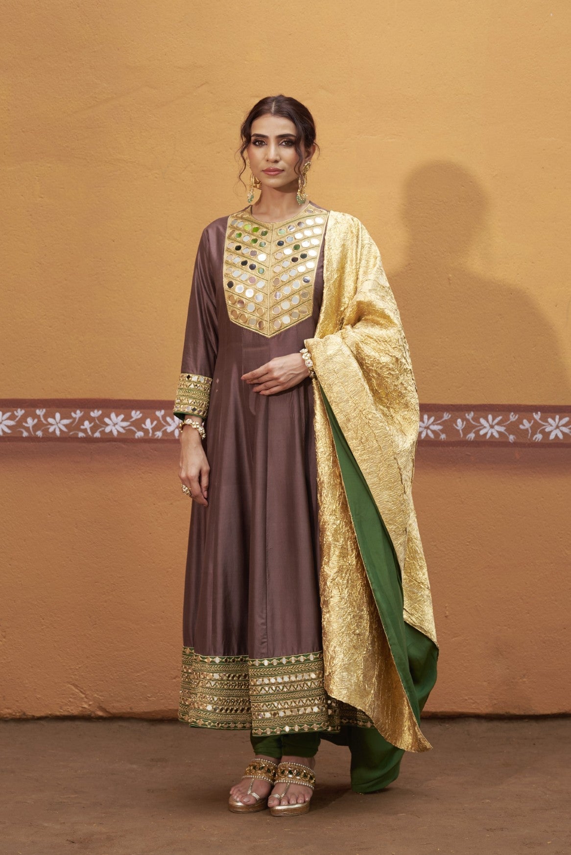 Anarkali with embroidered border and yoke