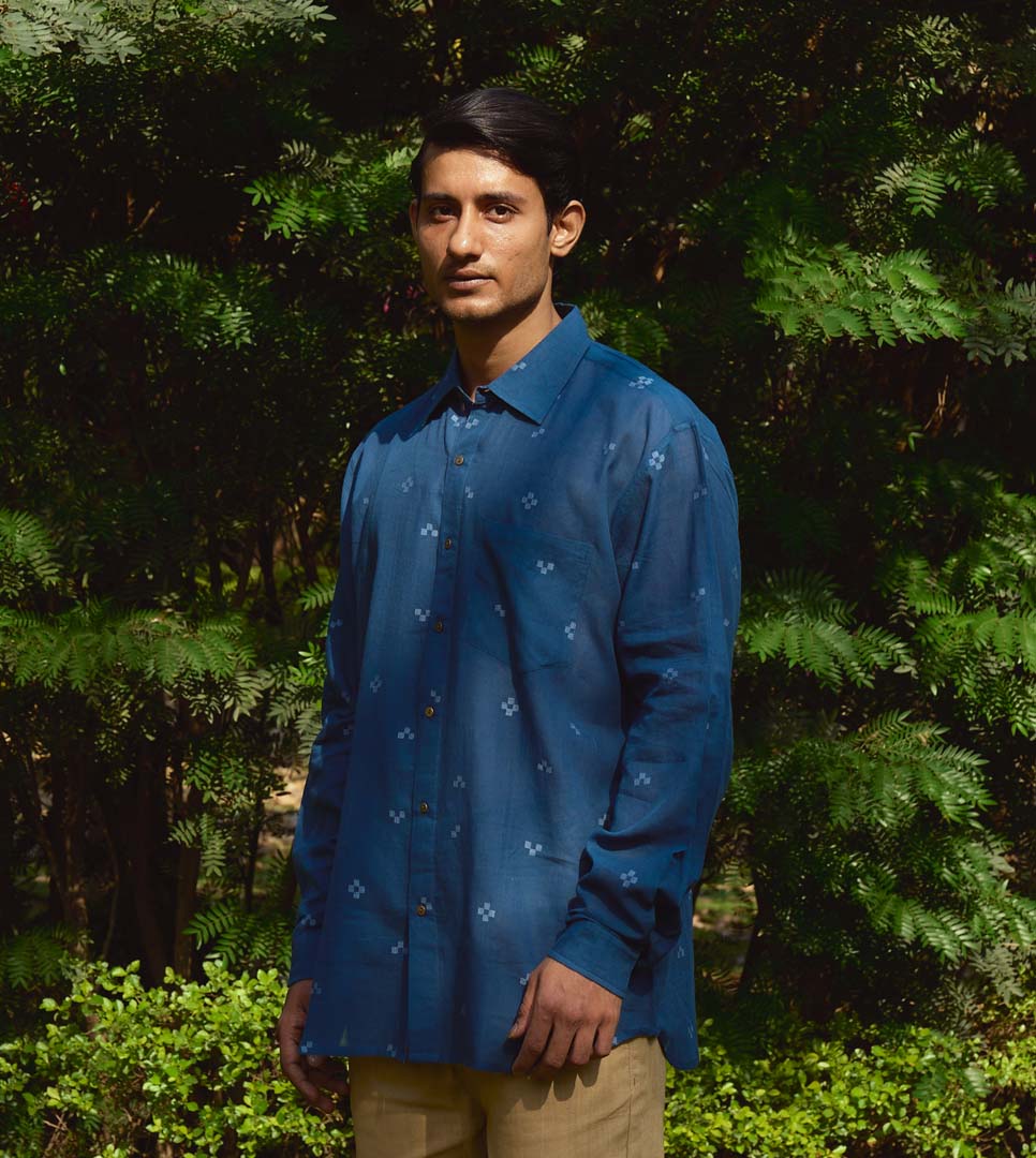 VESPER MEN'S FULL SLEEVE SHIRT - TETRIS JAMDANI
