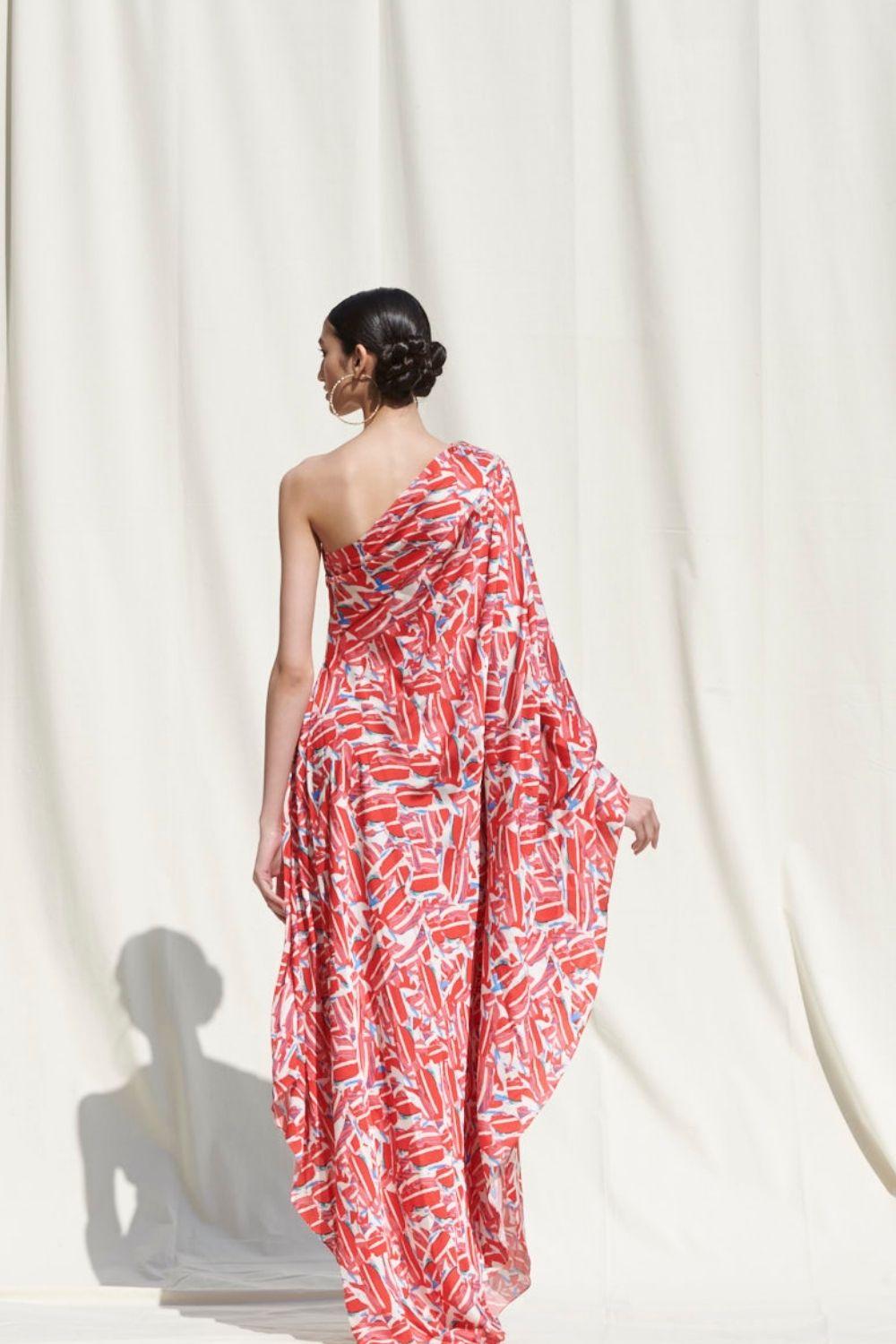 One Shoulder Drape Kaftan Dress