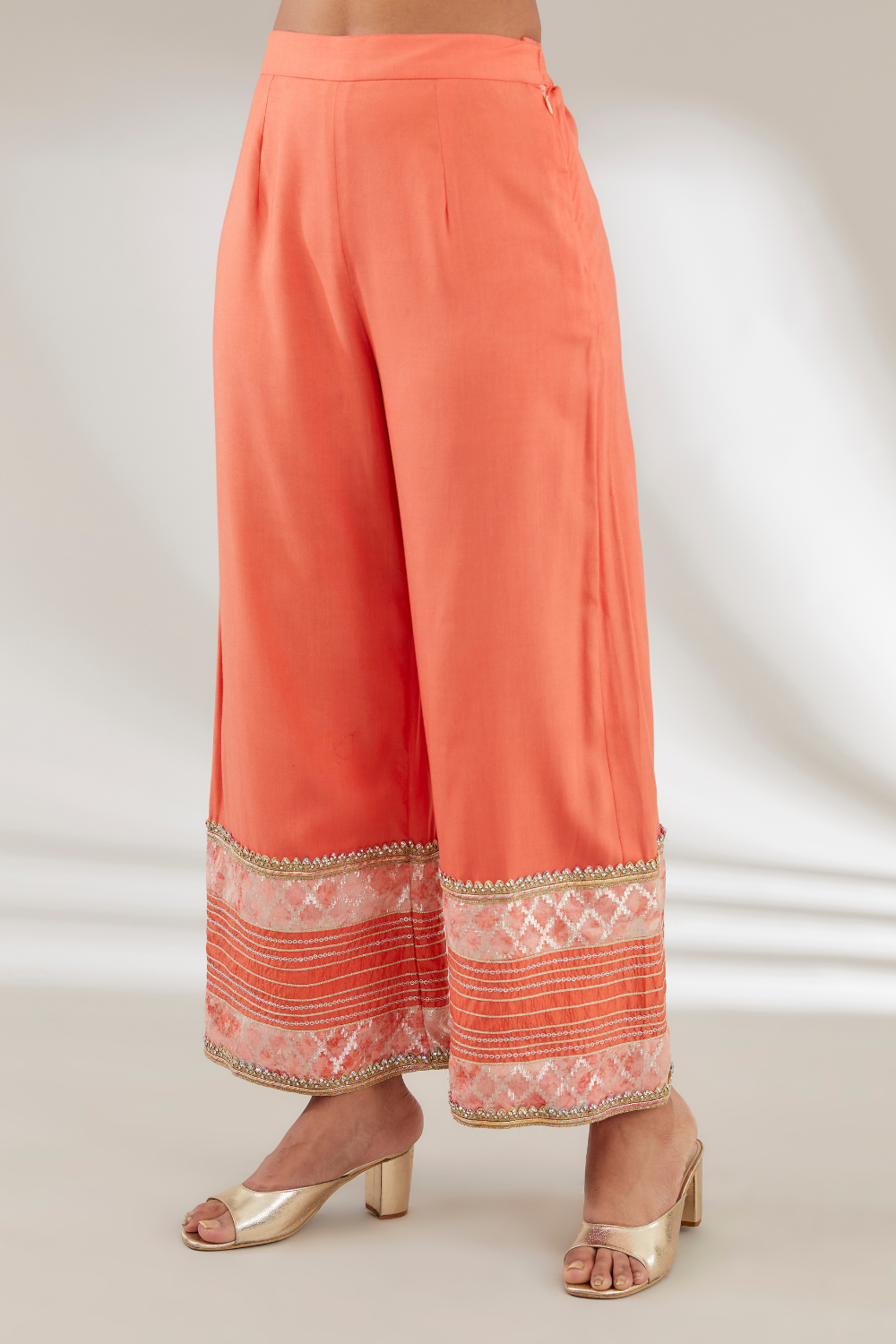 Rewa Rust Orange Upada Silk Embroidered Suit Set