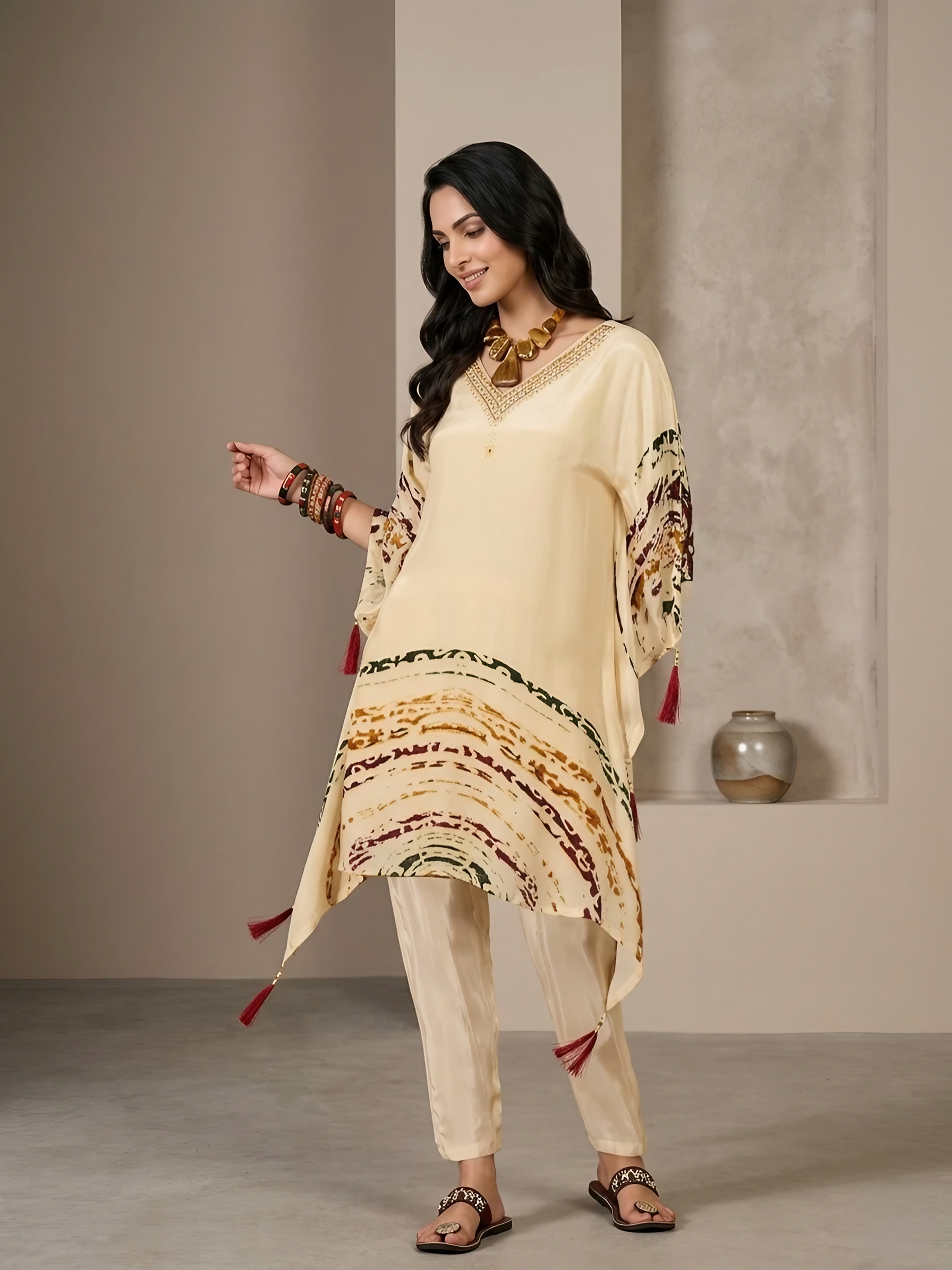 Women Art  Silk Black Stitched Embroidery  Kurta set with dupatta