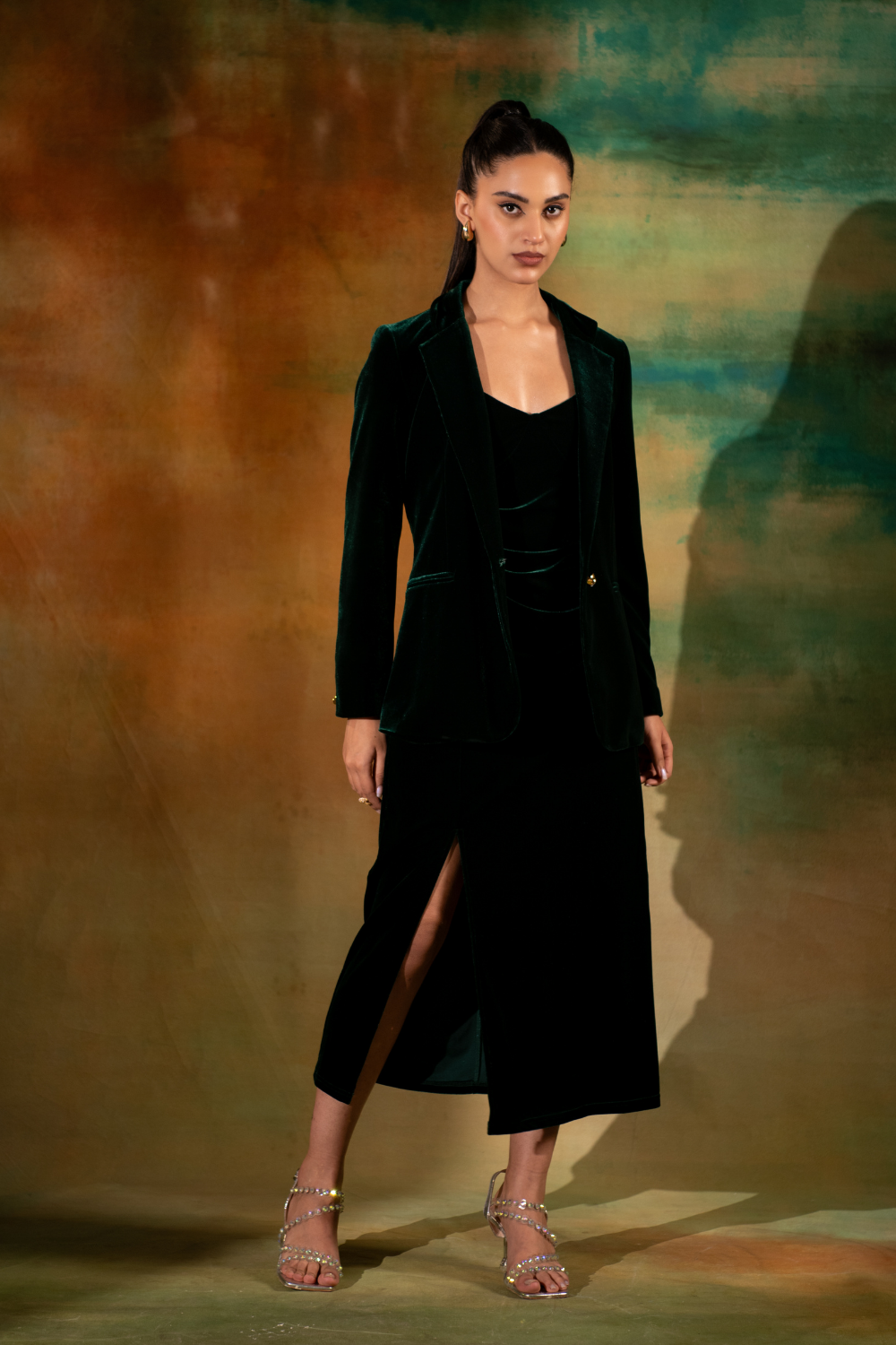 Zuri Side Slit Dress With Blazer