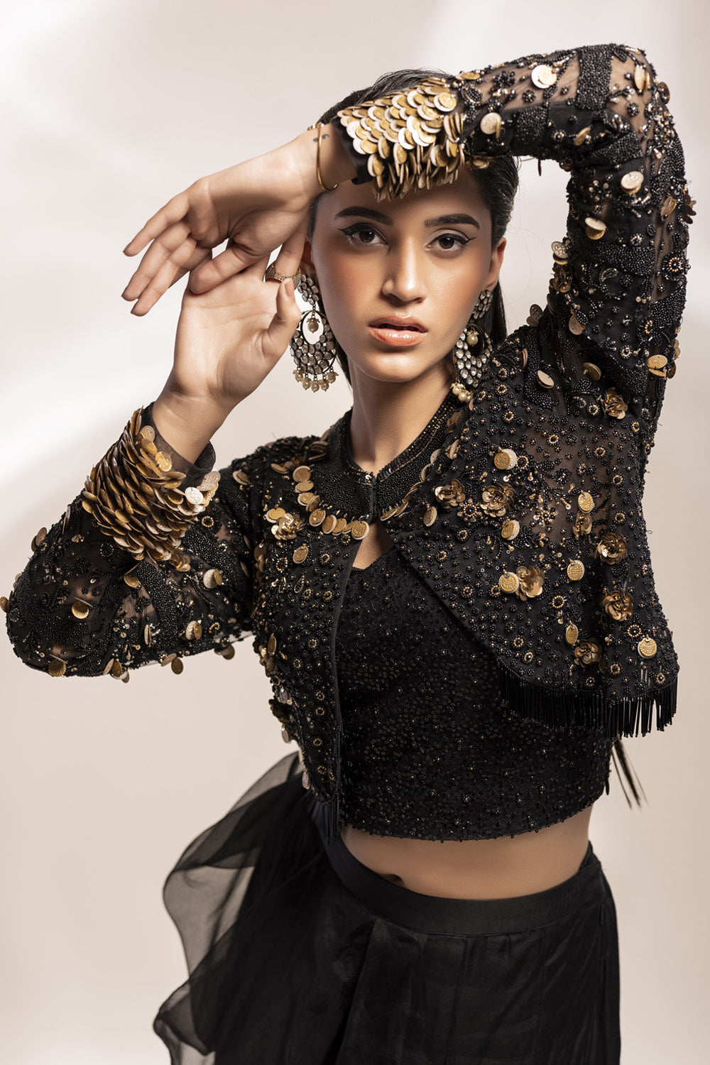 Black Tulle Jacket - Auraya Fashion 