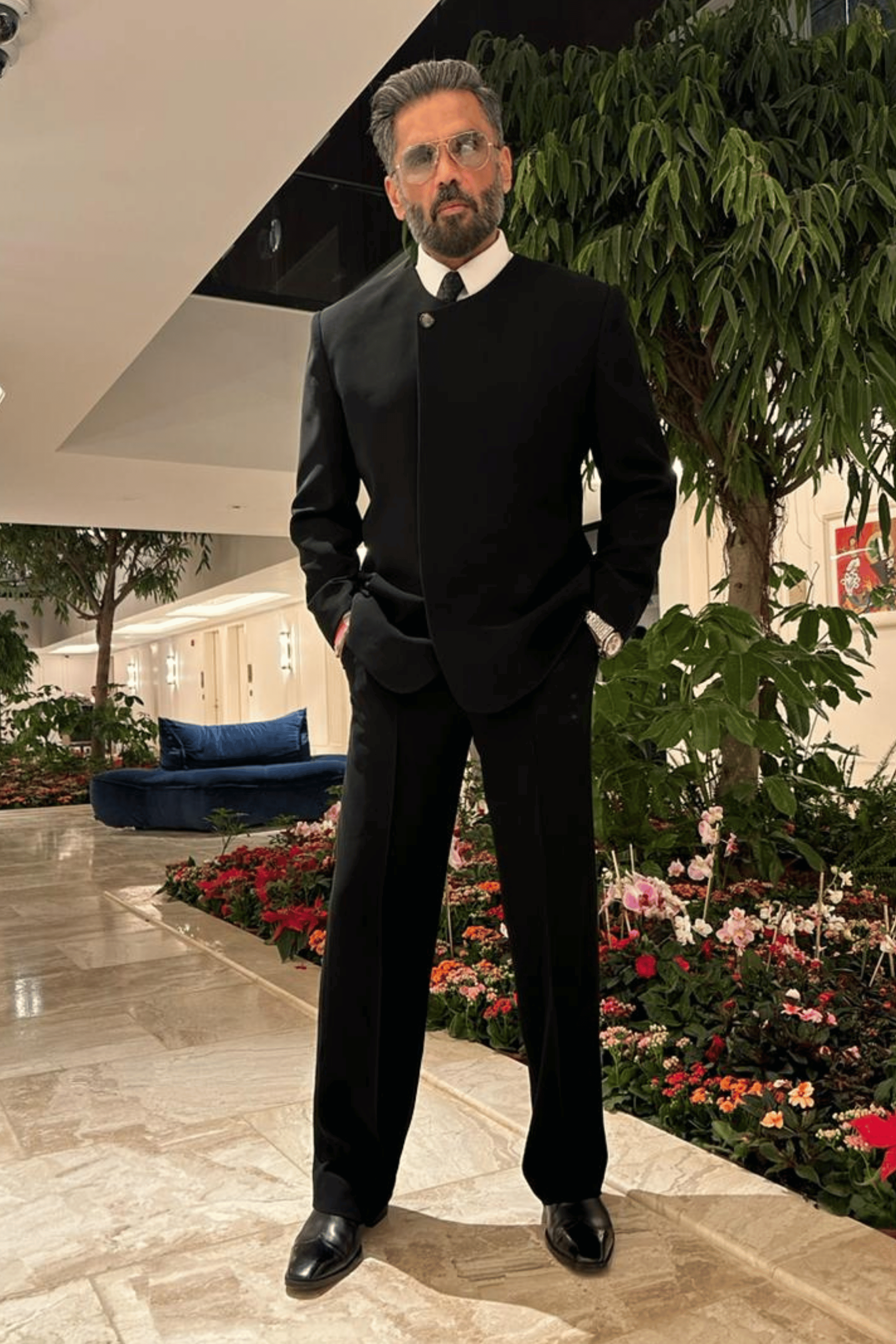 Black Silk Modern Bandhgala Set