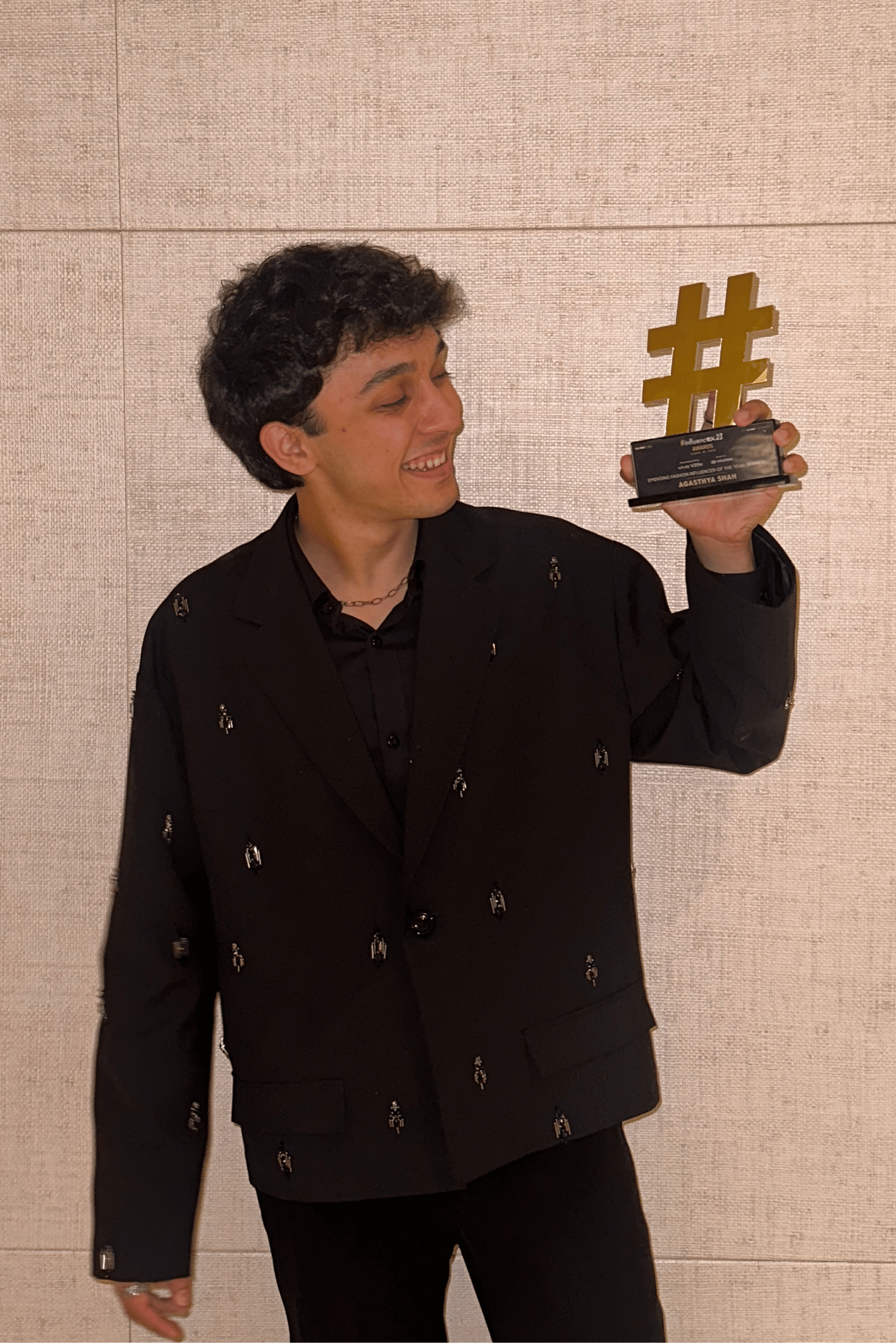 Black Worsted Wool Motifs Embellished Cropped Jacket