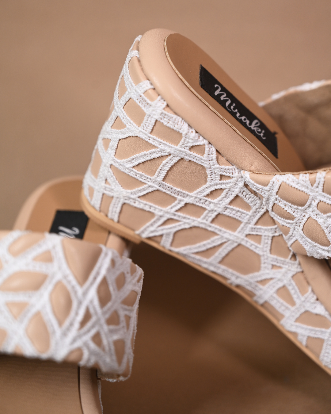 Cushioned Nude Webbed Wedges