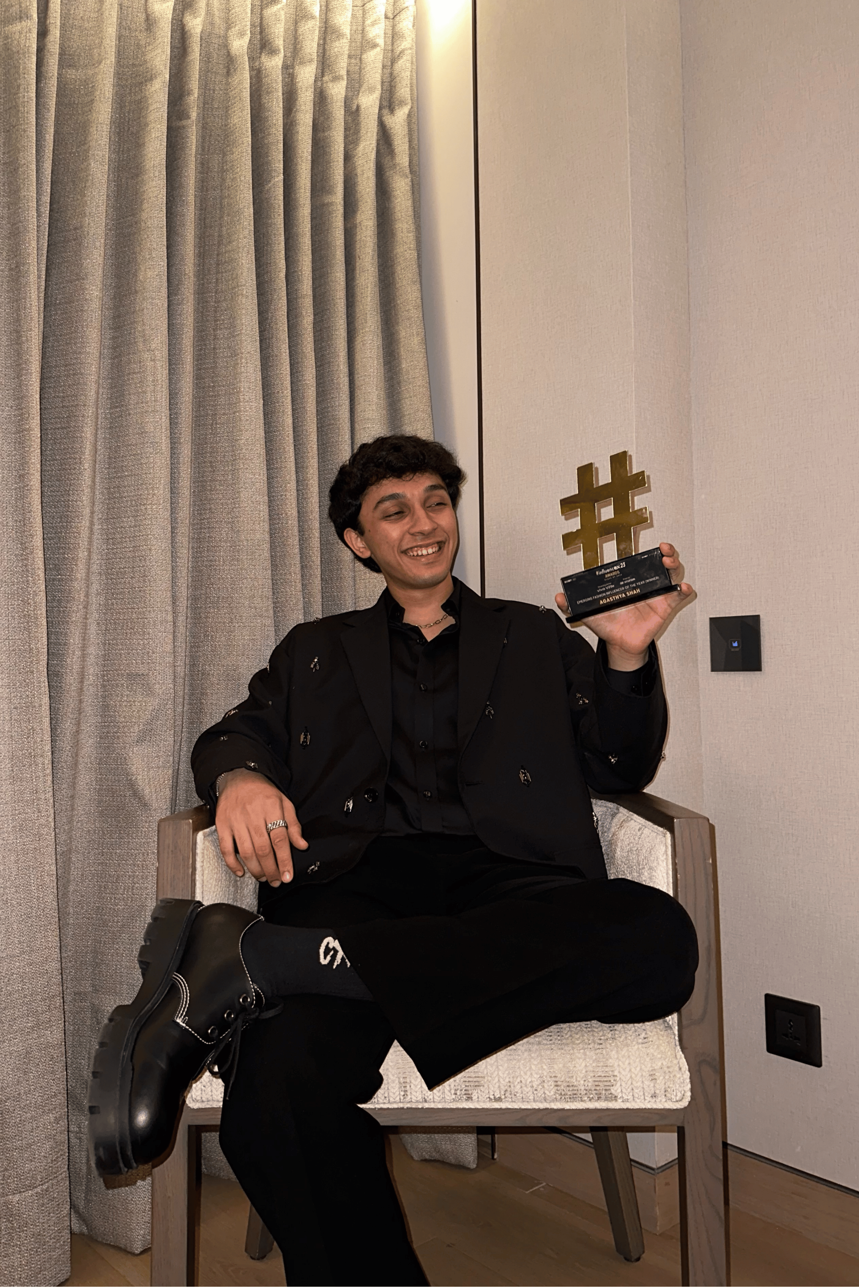 Black Worsted Wool Motifs Embellished Cropped Jacket