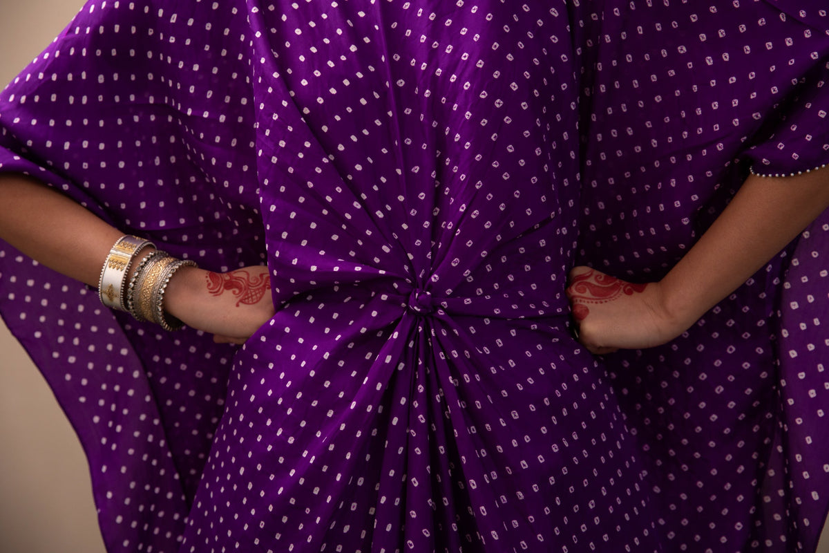 bandhni knot Kaftan with pants