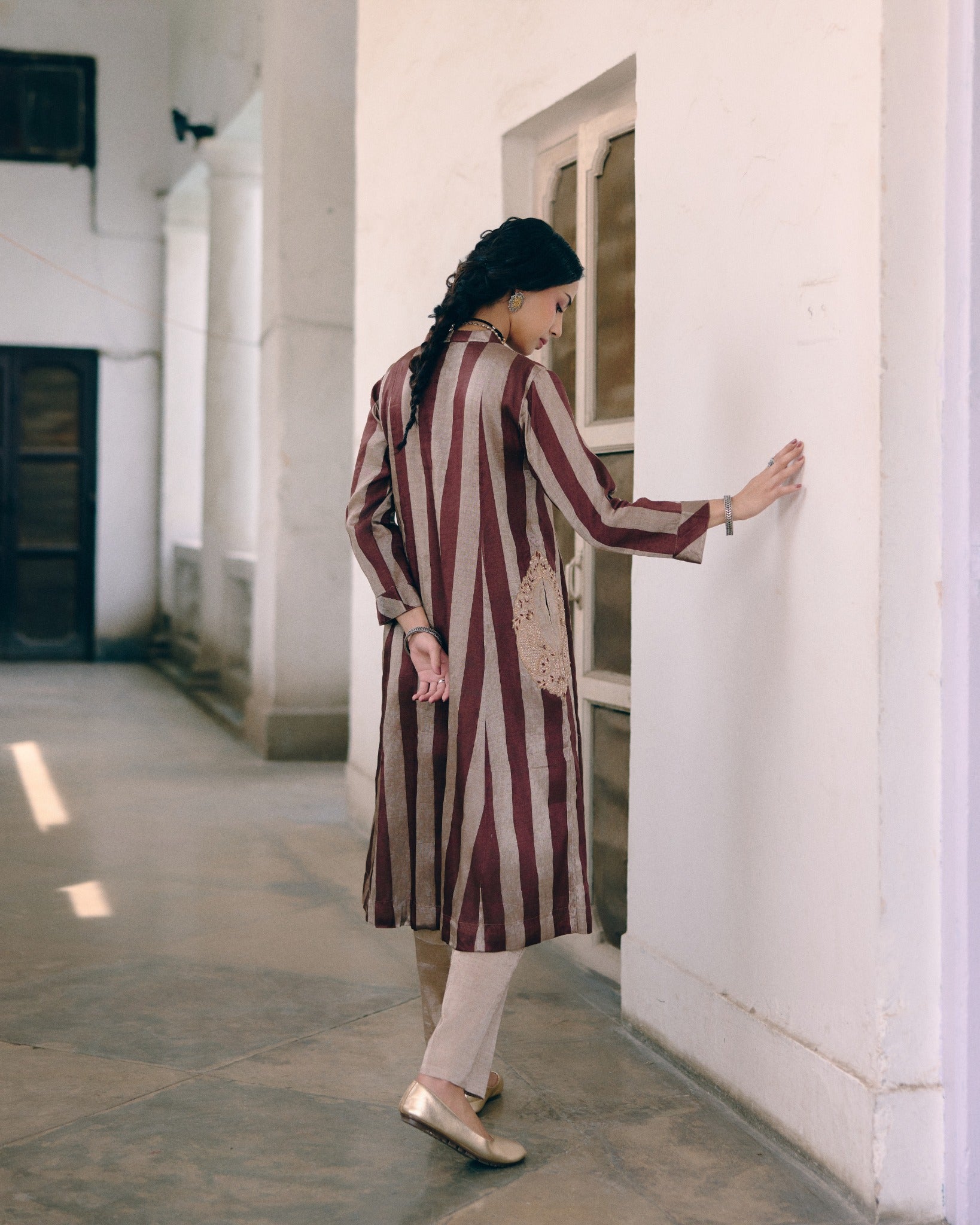 Paisley Pocket Striped Kurta Set
