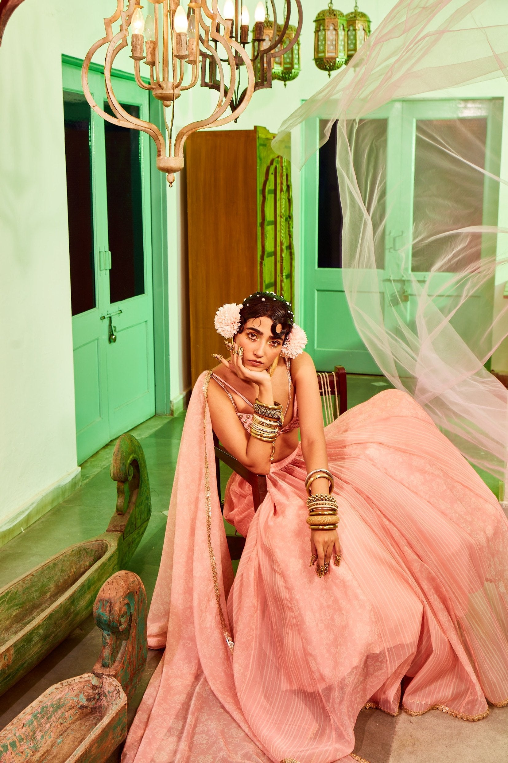 Coral Pink Lehenga Set