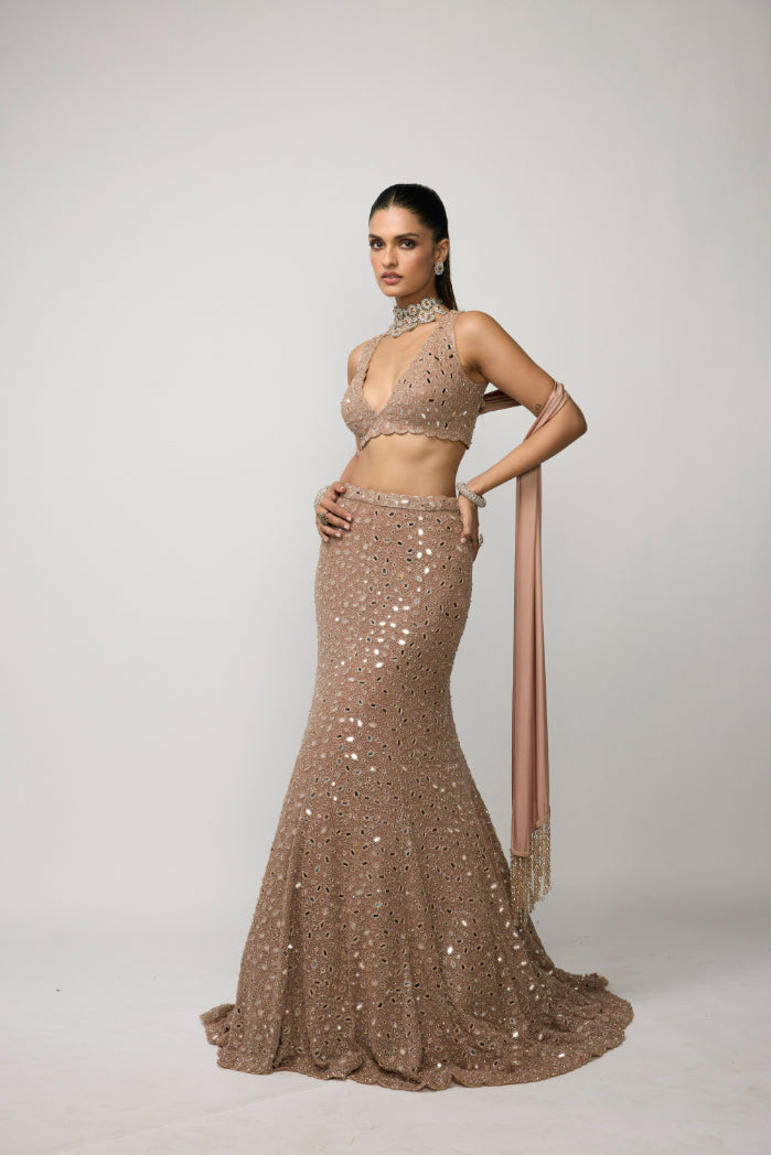 Bronze Ros� Fishcut Lehenga Set