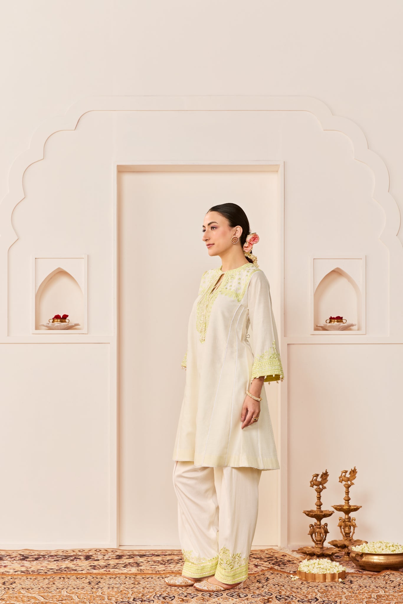 ARSHIYA - DAISY IVORY WITH MINT GREEN CHOGA WITH SALWAR