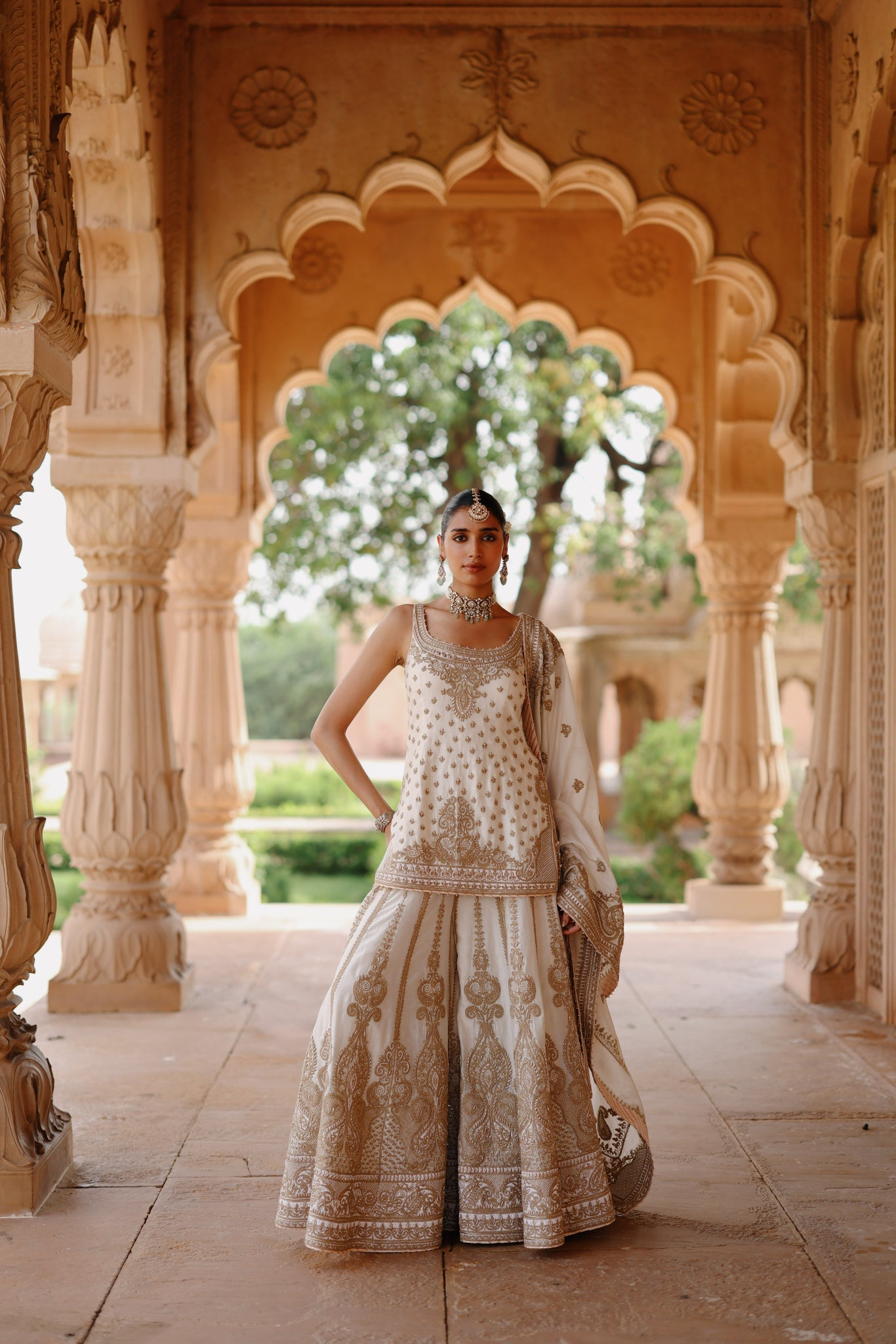 Shabnam - Daisy Ivory Kurta Set with Sharara & Dupatta