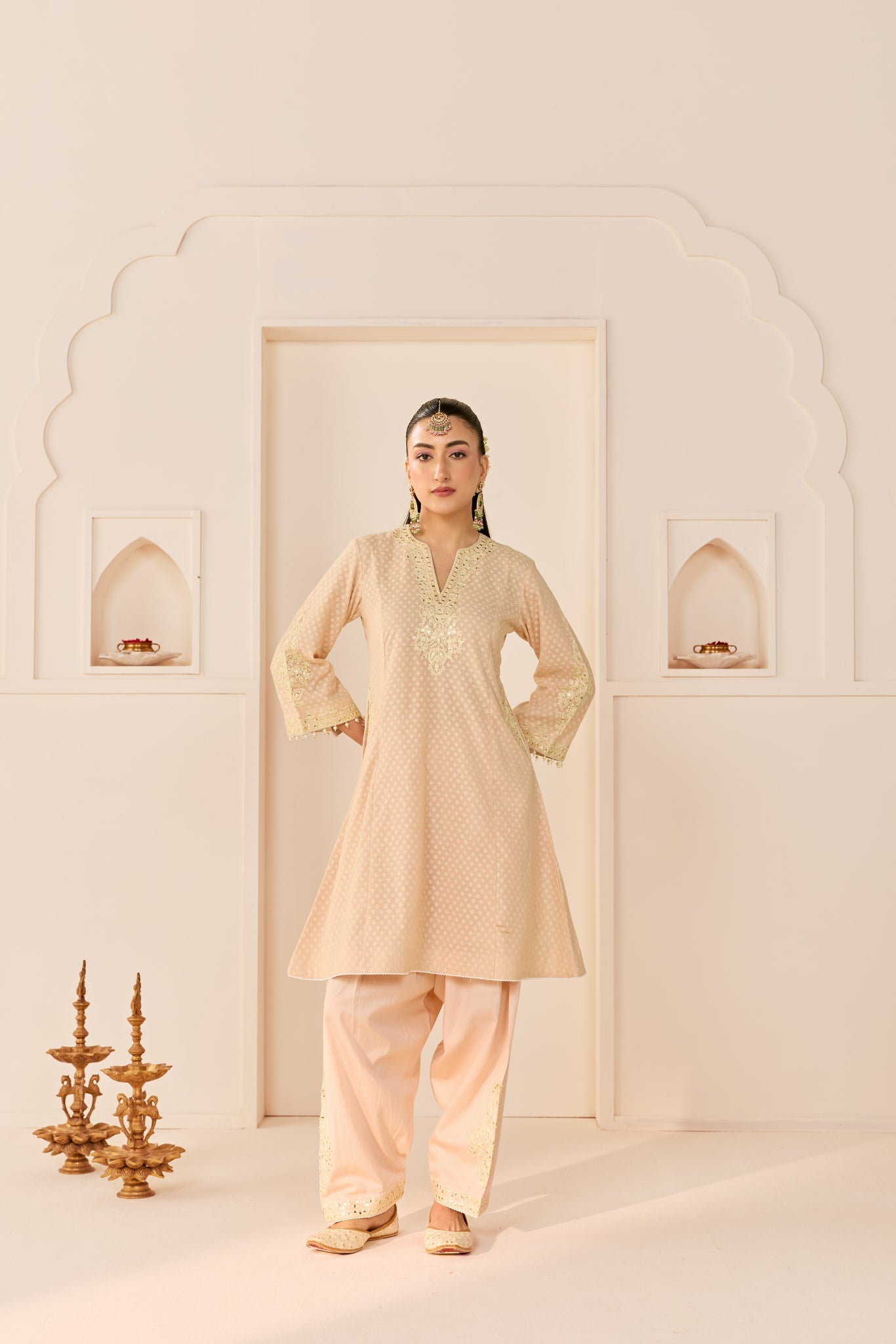 REEM - CARNATION PINK SHORT CHOGA WITH DOGRI SALWAR AND DUPATTA