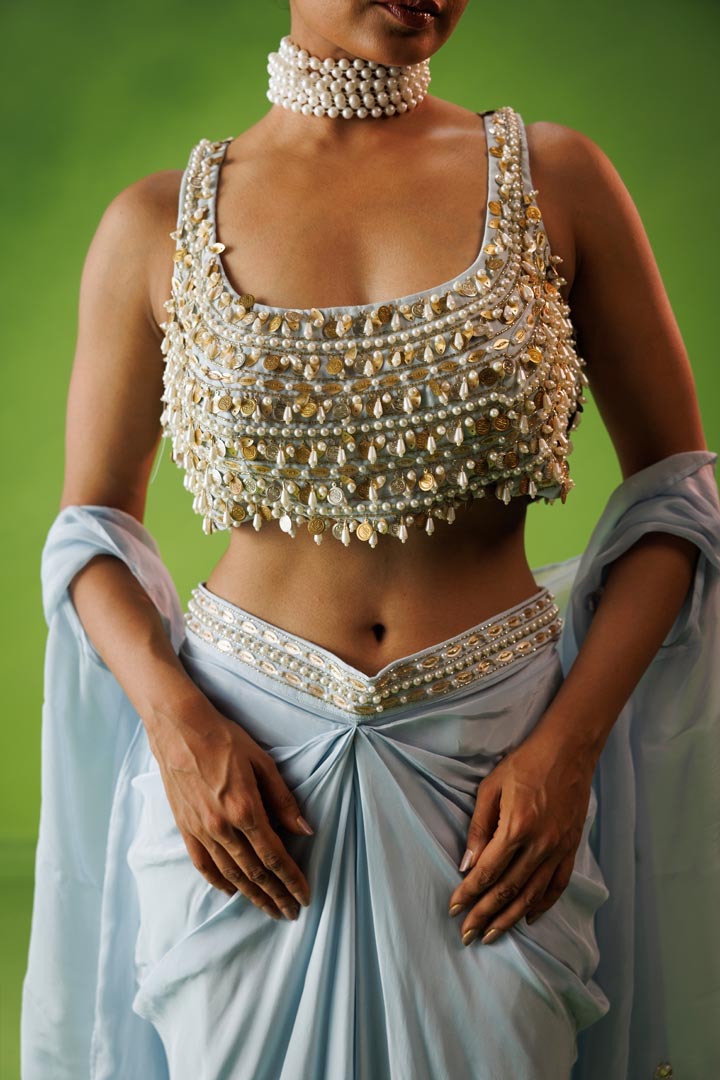 Powder blue drop bliss cape set