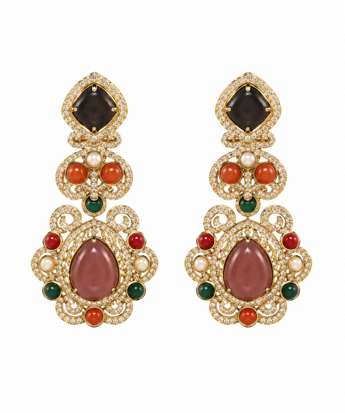 Multicolor Stone Choker Necklace Set with Earrings