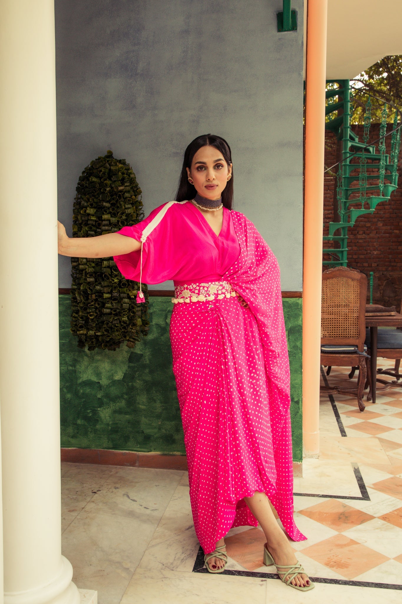 Bandhni drape saree