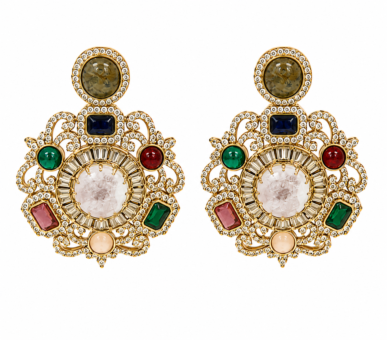 Multicolour Semi-Precious Stone Moissanite Choker Set