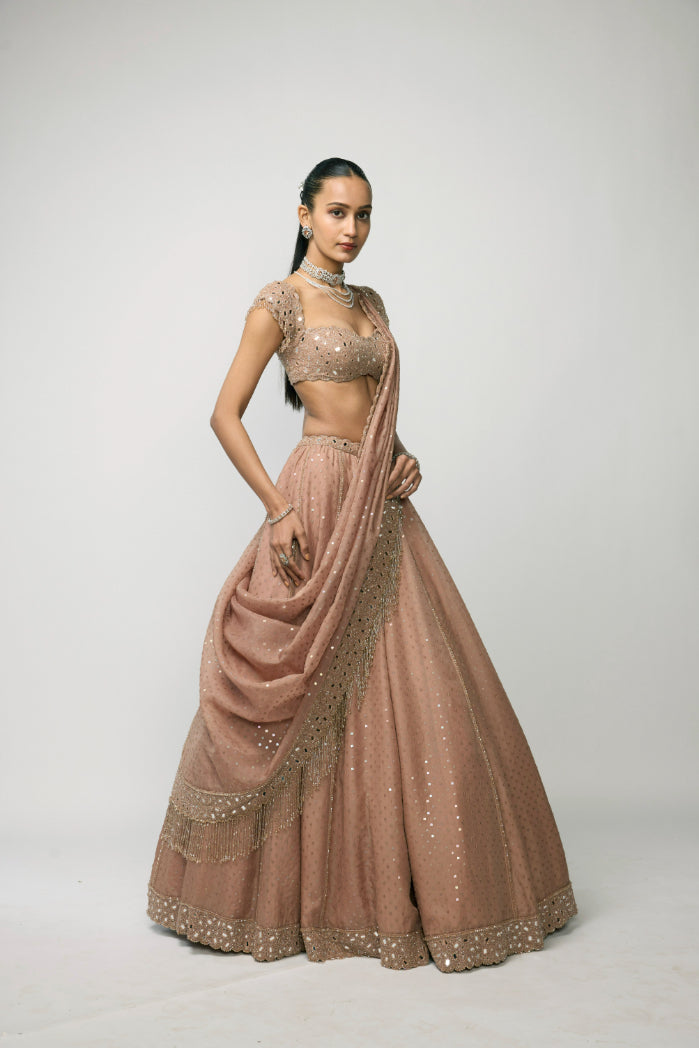 Bronze Ros� Sequins Embroidered Lehenga Set