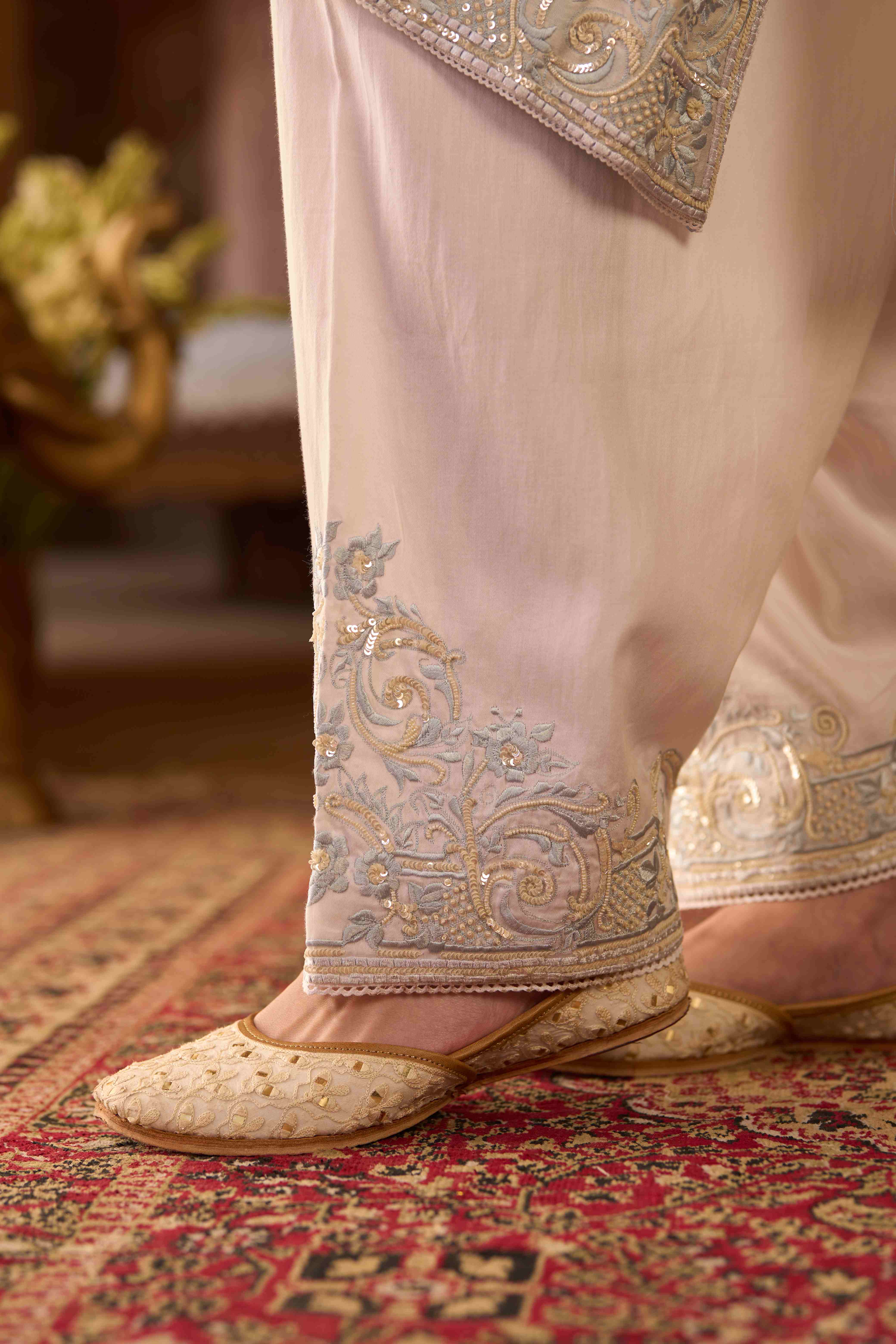 HANI - DAISY IVORY WITH BLUE A-LINE KURTA WITH SALWAR AND DUPATTA