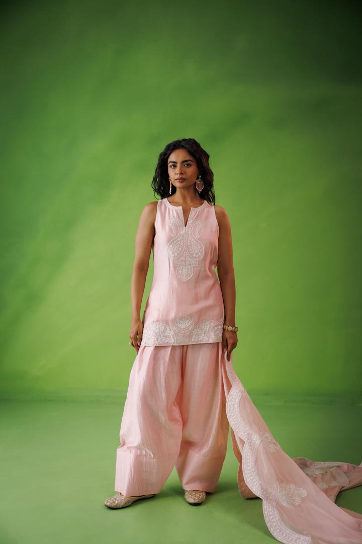 Baby pink farshi salwar set