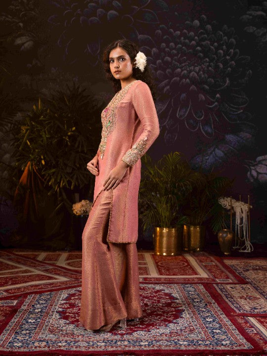 dual-tone dusty pink kurta set - image 5