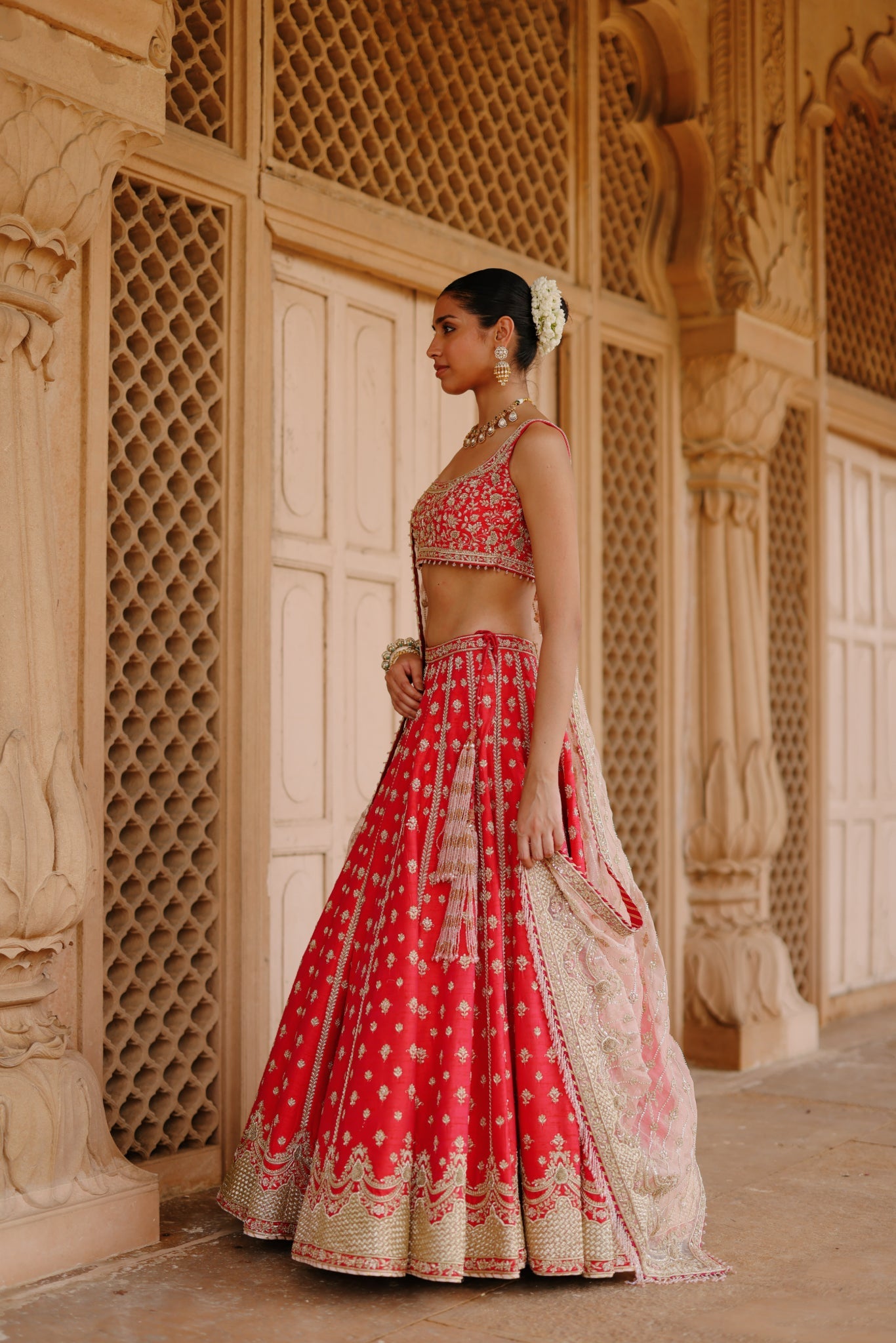 Noorbano - Hot Pink Lehenga Set with Blouse & Dupatta