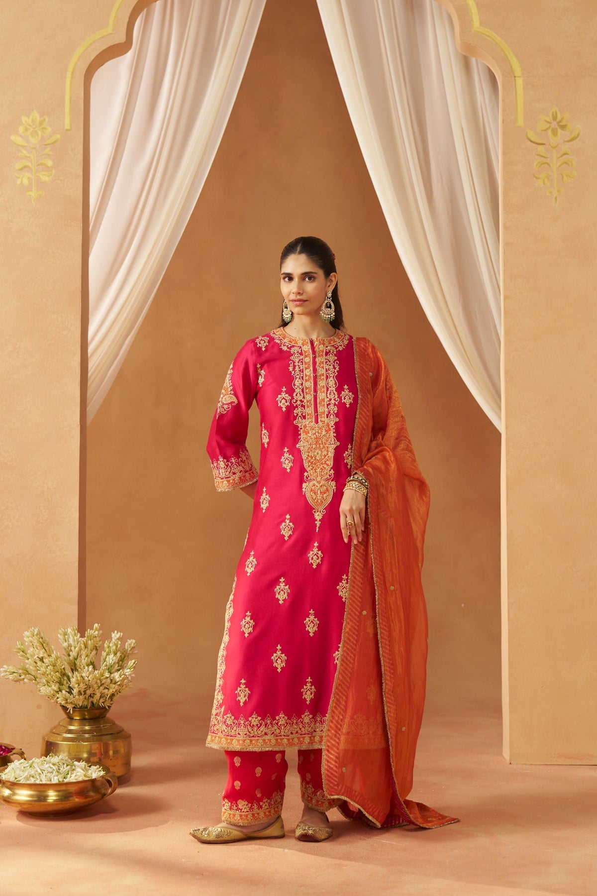 Mubina Hotpink Kurta with Salwar and Dupatta