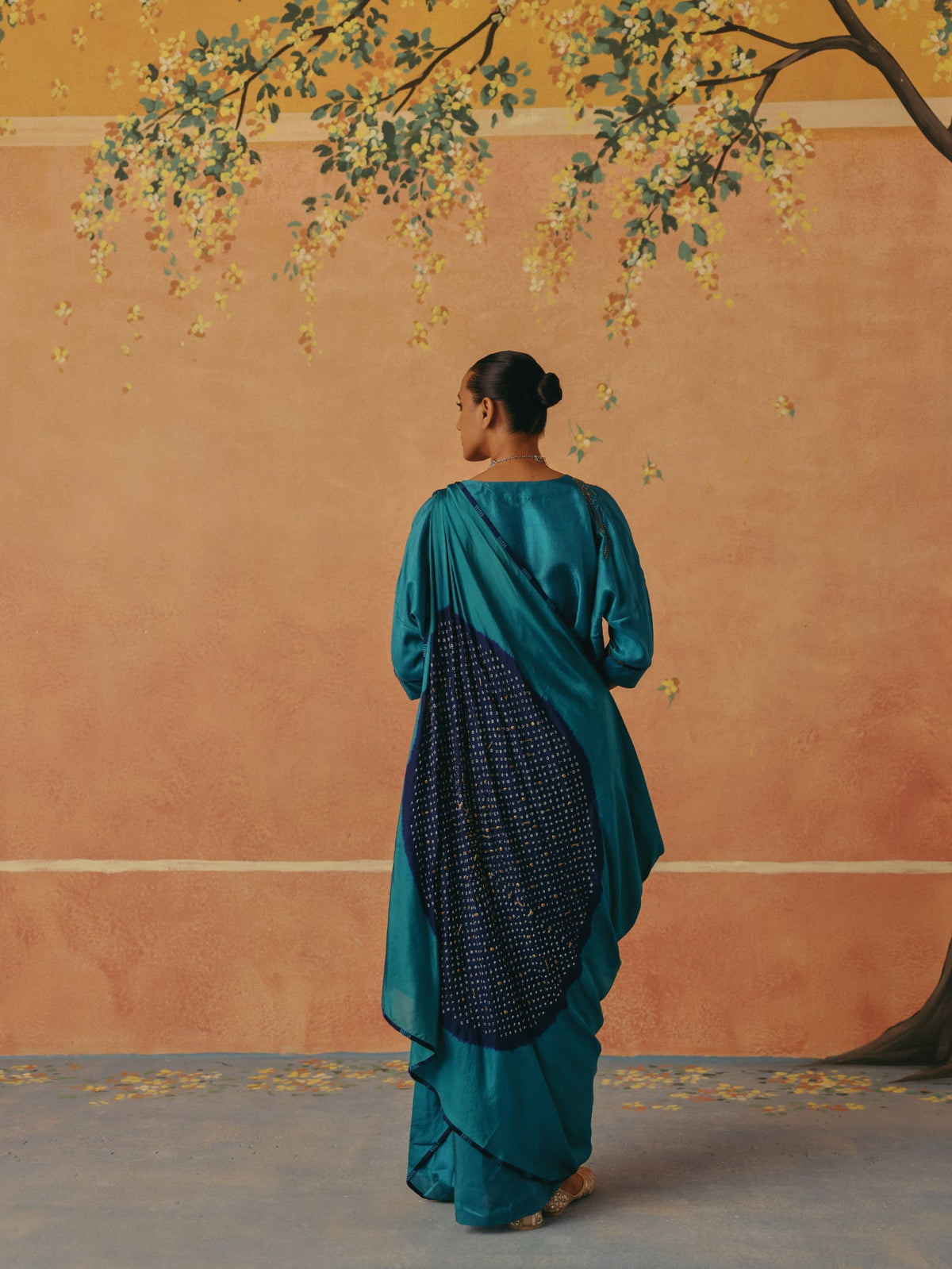Neel — Teal Bandhni Drape Set