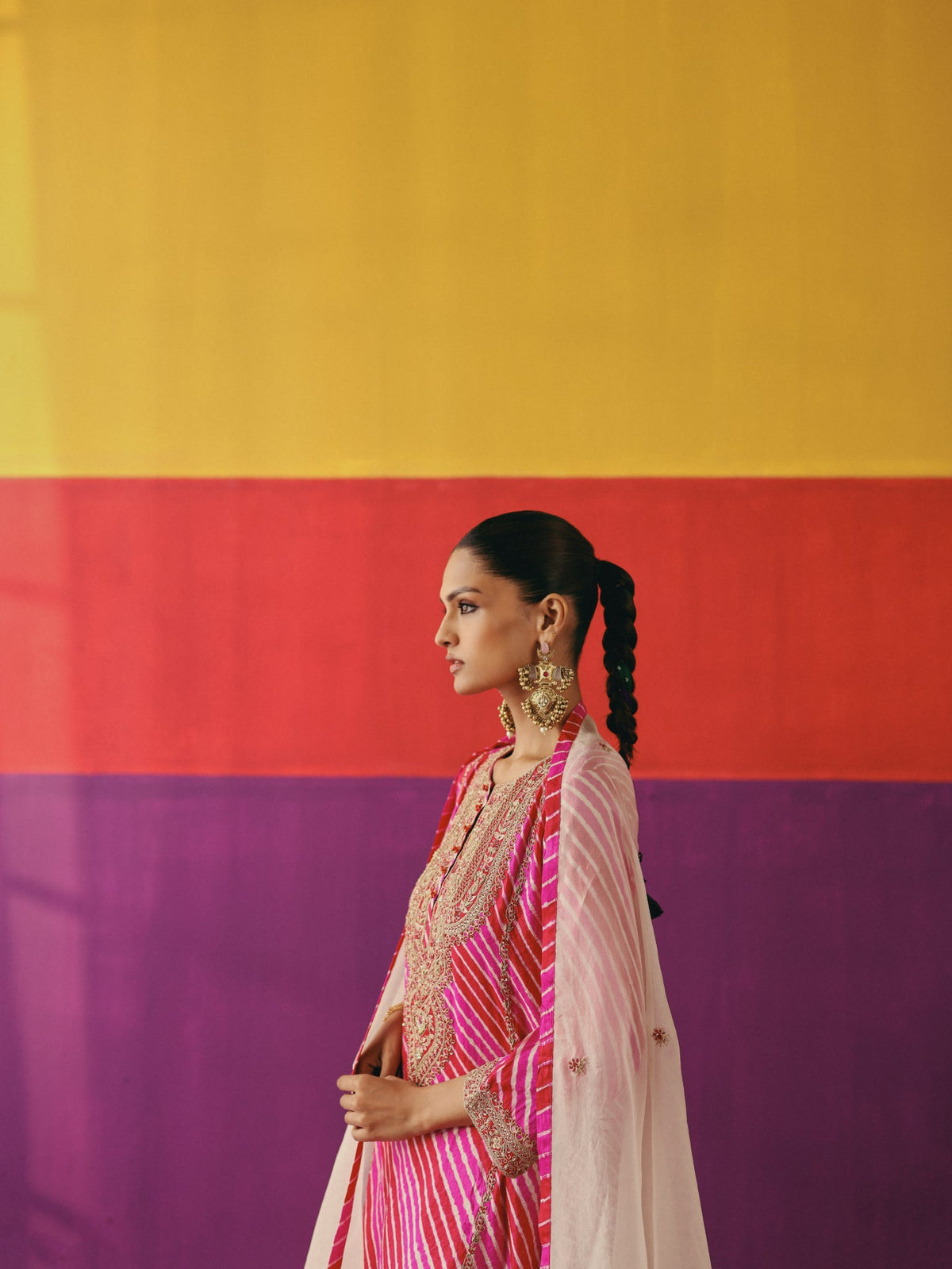 Gulnaar Leheriya Kurta Set