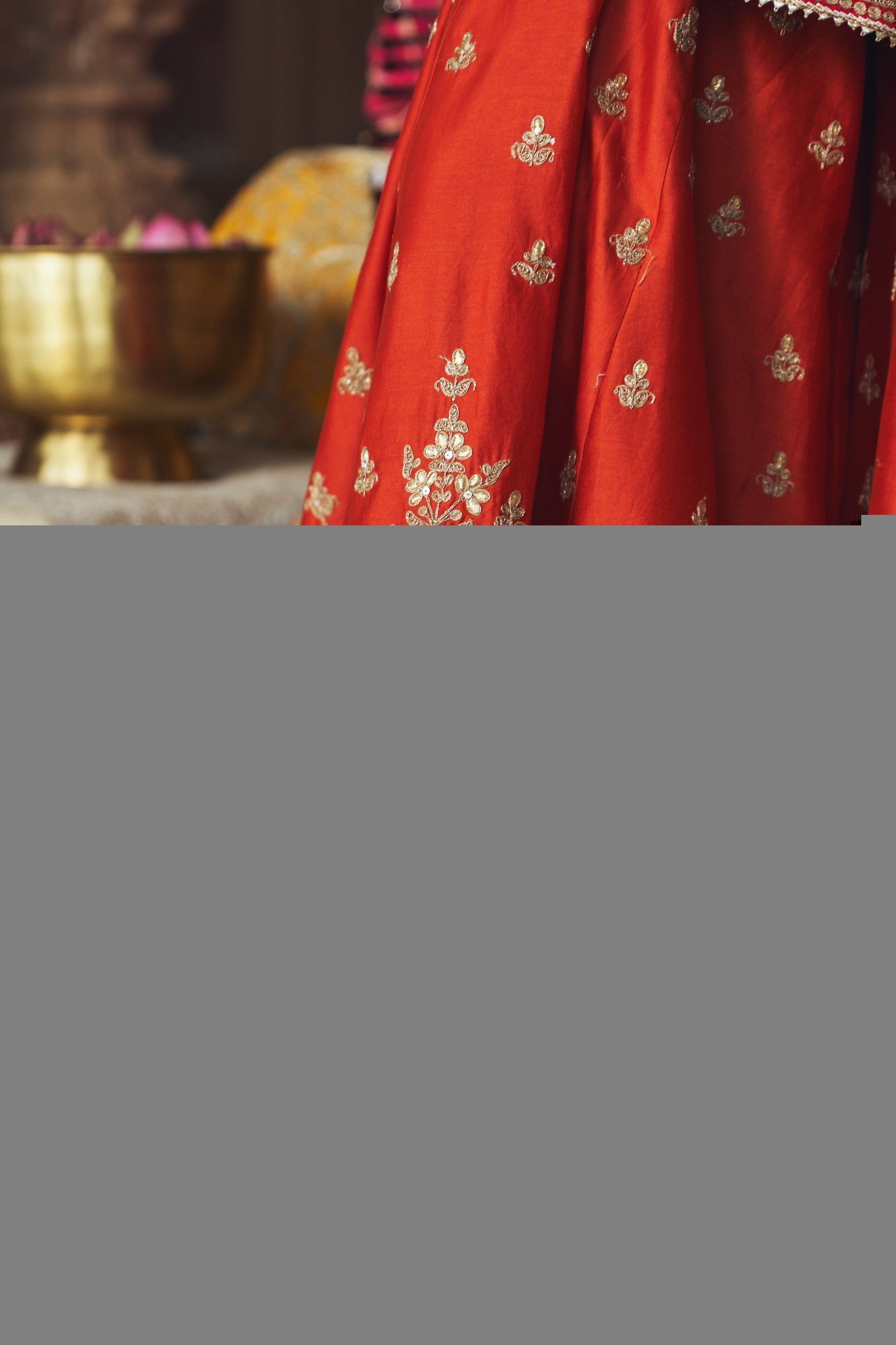 AREESHA - BURNT ORANGE SHORT KURTA WITH SHARARA AND DUPATTA