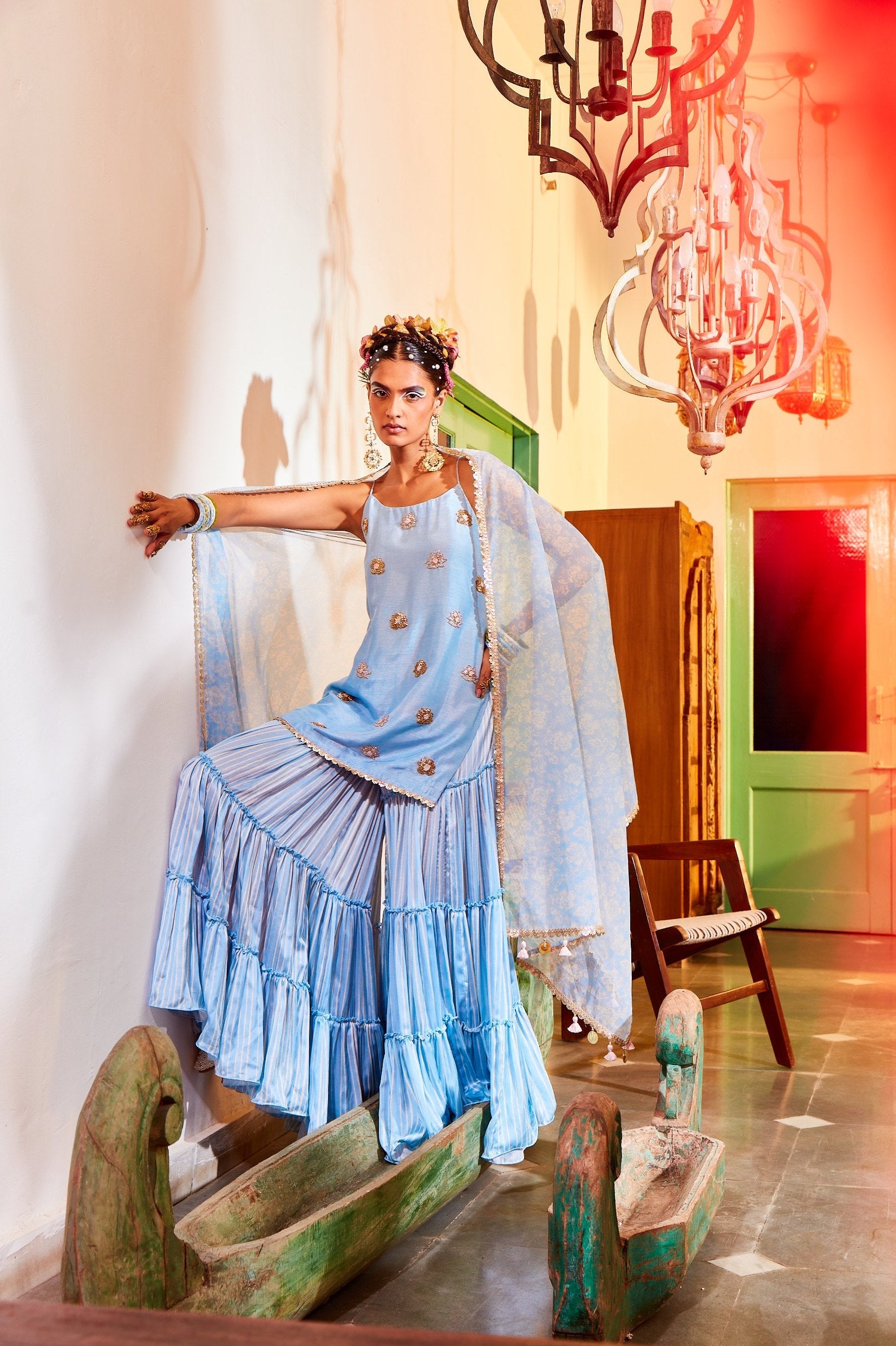 Powder Blue Sharara Set