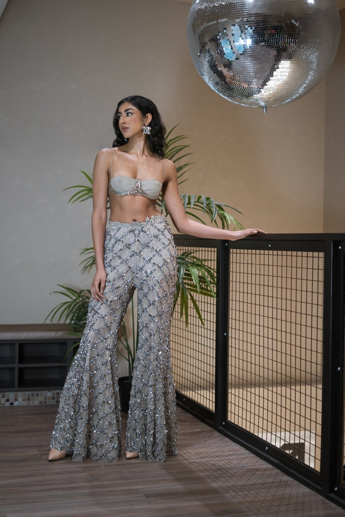 Zardosi Embroidery, Tulle & French Lace, Pant Set, Bralette Silhouette