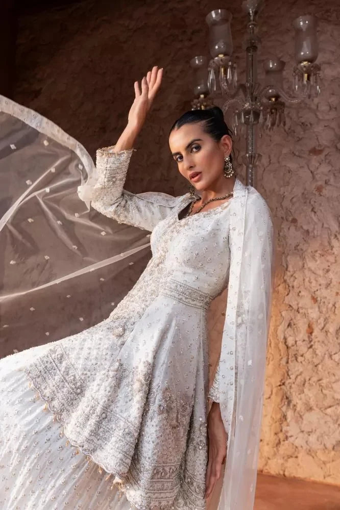 Ivory Pearl Embroidered Sharara Set