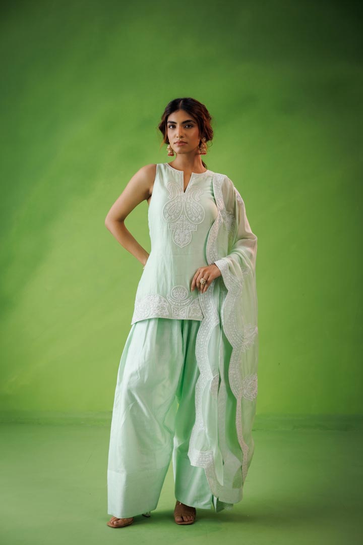 Mint green farshi salwar set