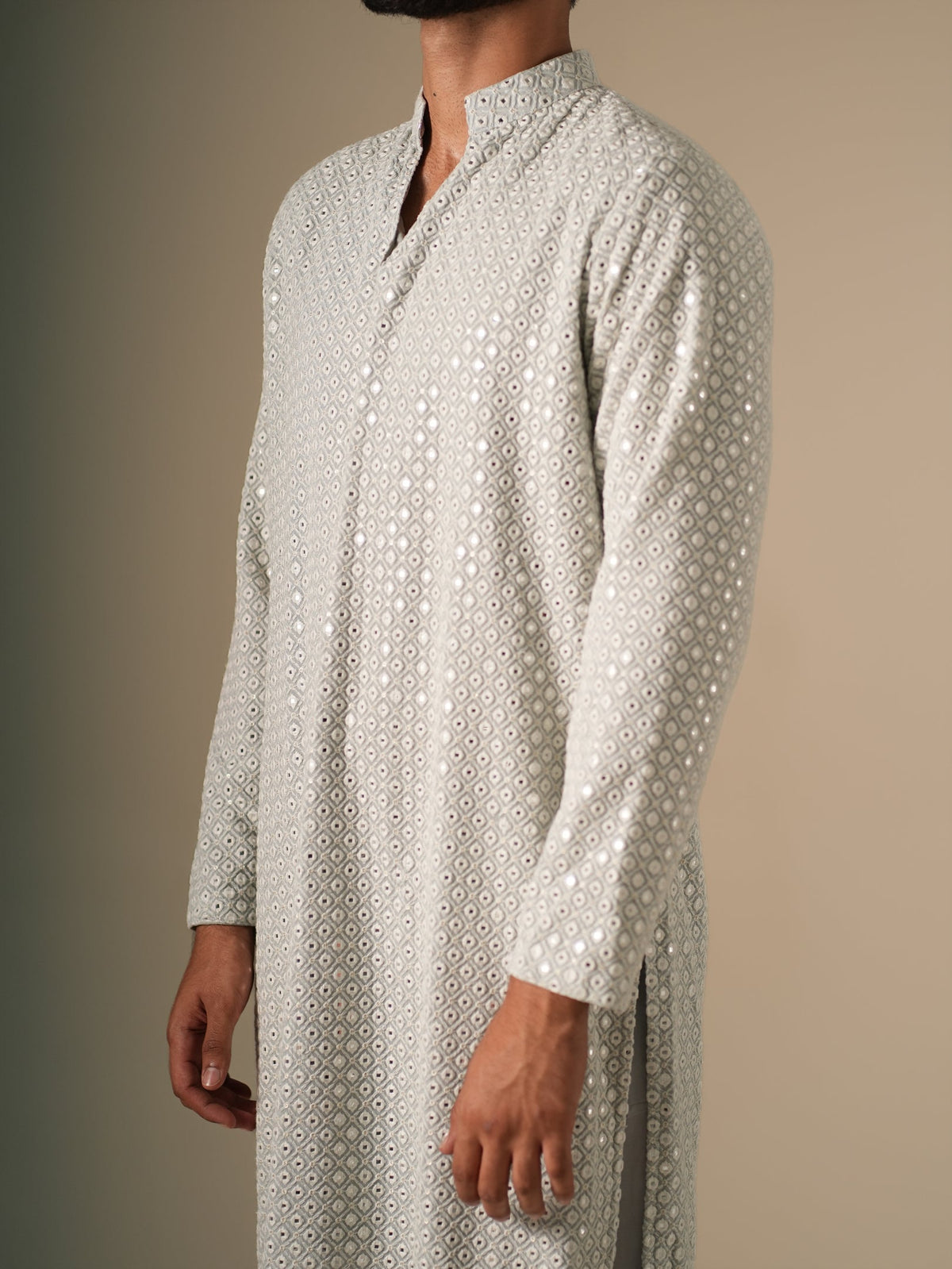 Pastel Blue Mirror Glow Kurta Set