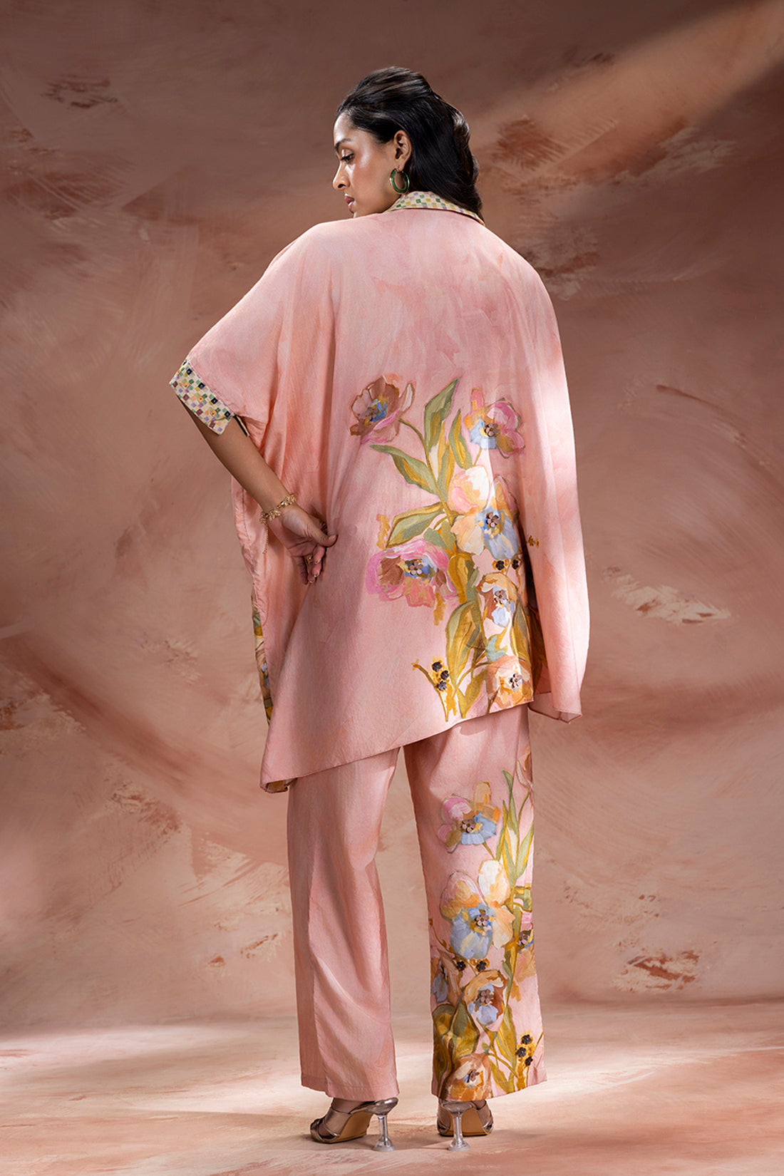 dusky pink zeya embroidered set
