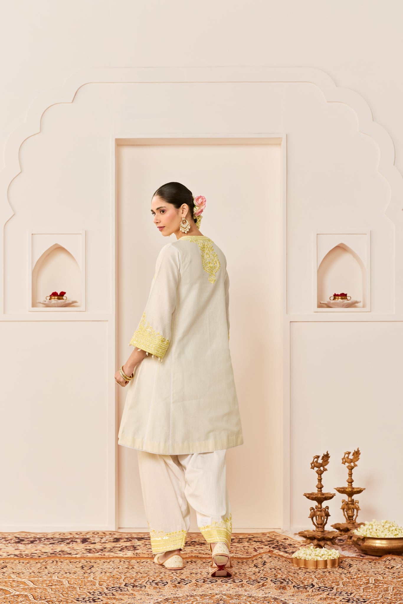 ARSHIYA - DAISY IVORY WITH LEMON YELLOW CHOGA WITH SALWAR