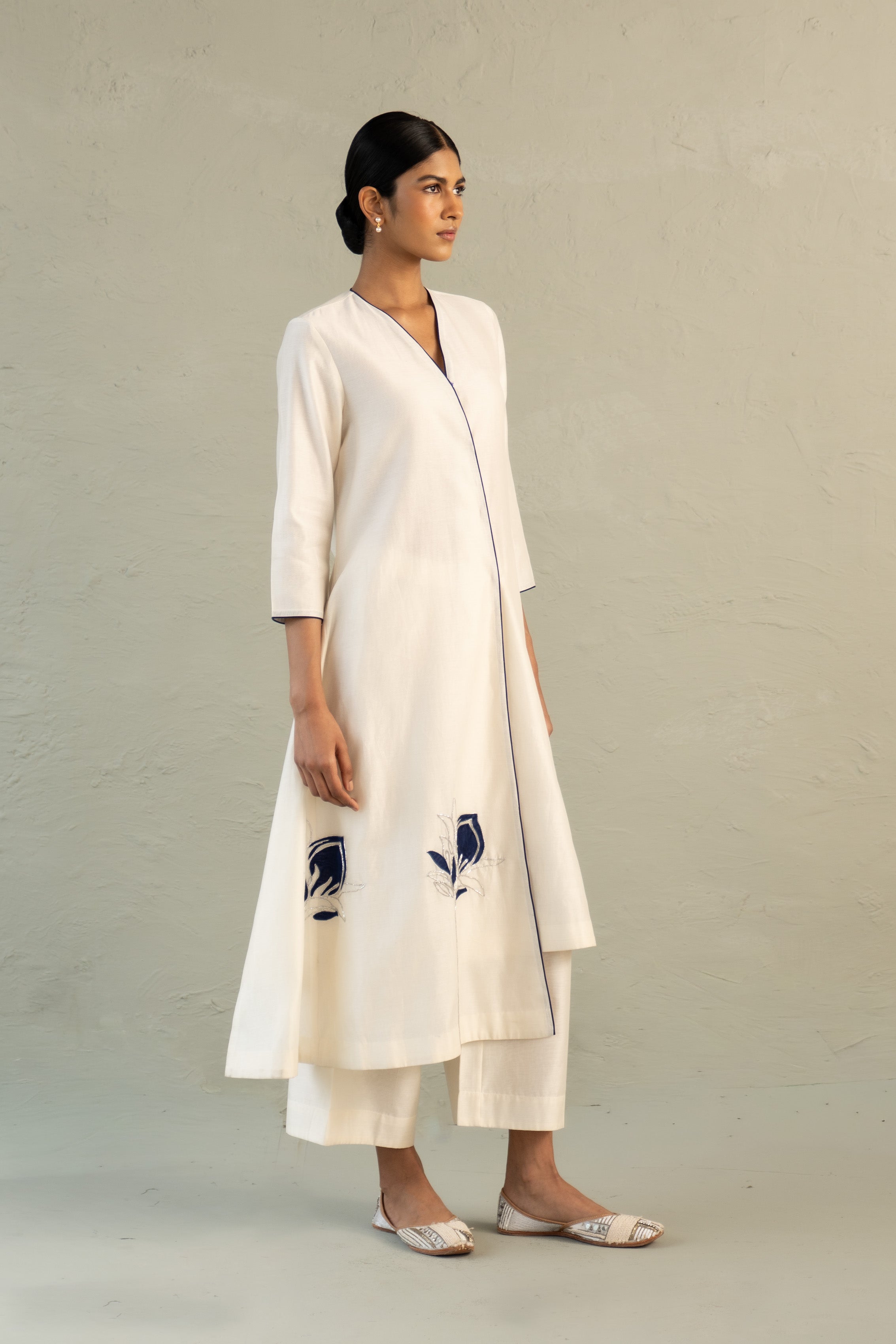 Blue Edit Ivory Hi-Lo Set with dupatta