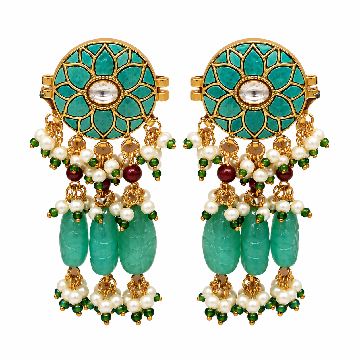 Turquoise Floral Beaded Necklace Set