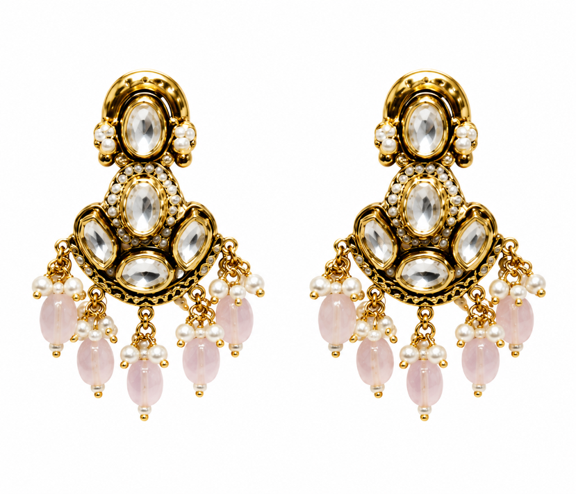 Kundan Pastel Pink Beaded Choker Set